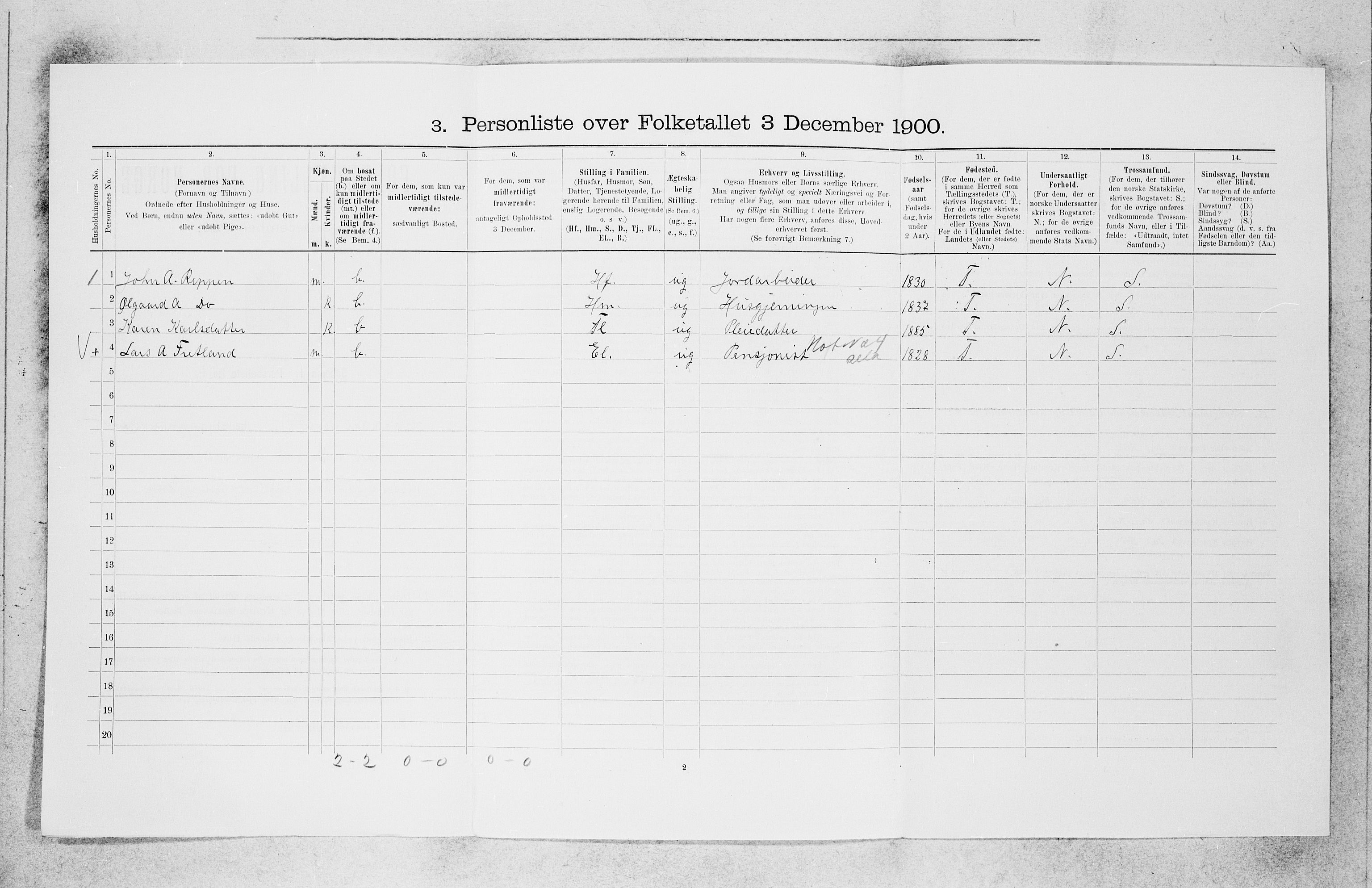 SAB, 1900 census for Sogndal, 1900, p. 574