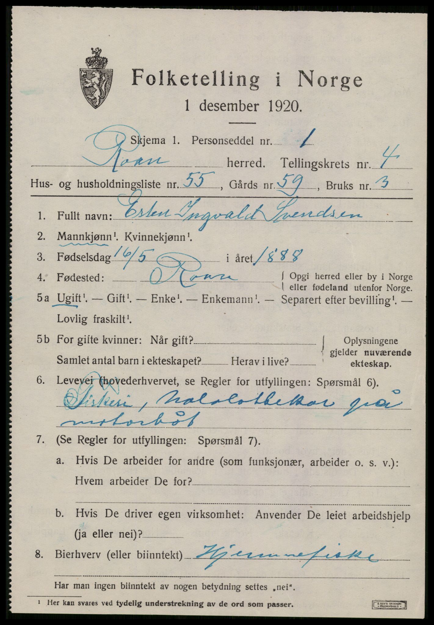 SAT, 1920 census for Roan, 1920, p. 3465