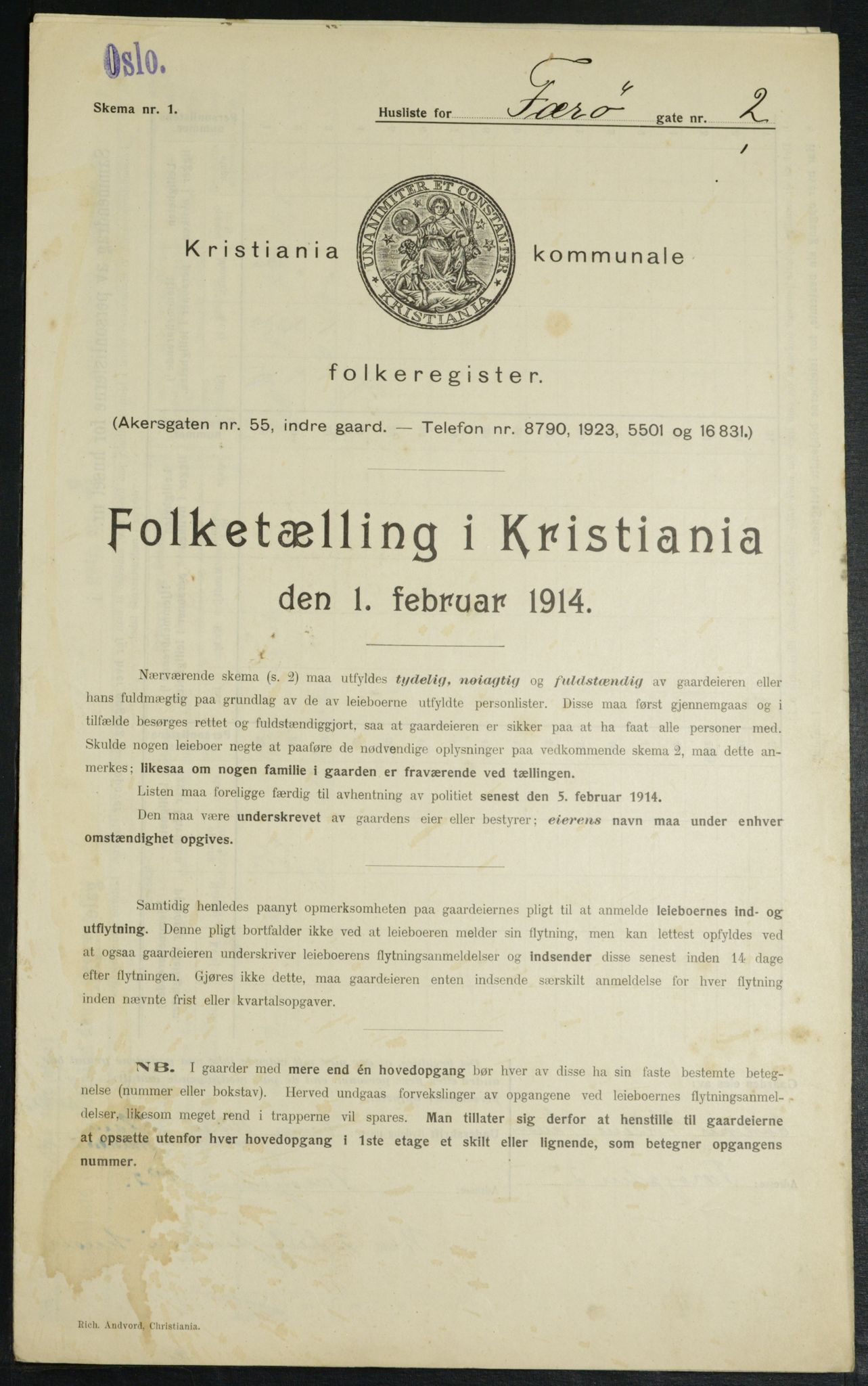 OBA, Municipal Census 1914 for Kristiania, 1914, p. 2641