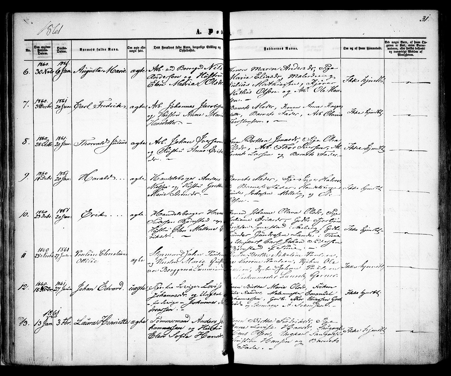 Sarpsborg prestekontor Kirkebøker, AV/SAO-A-2006/F/Fa/L0001: Parish register (official) no. 1, 1859-1868, p. 31