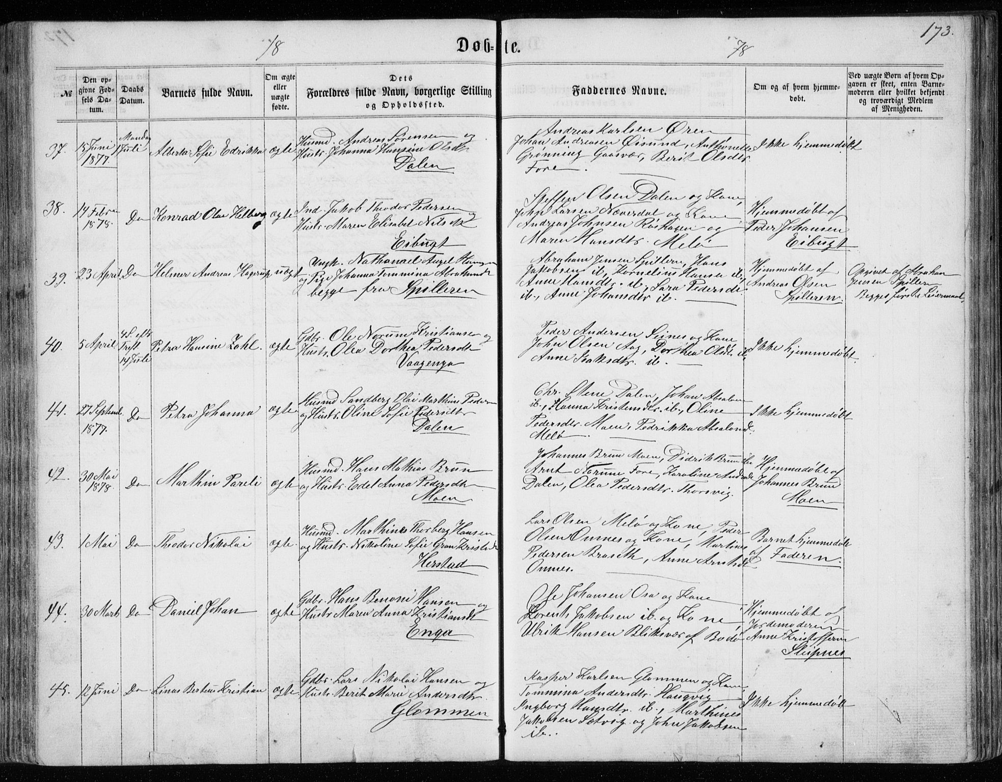 Ministerialprotokoller, klokkerbøker og fødselsregistre - Nordland, SAT/A-1459/843/L0634: Parish register (copy) no. 843C03, 1860-1884, p. 173