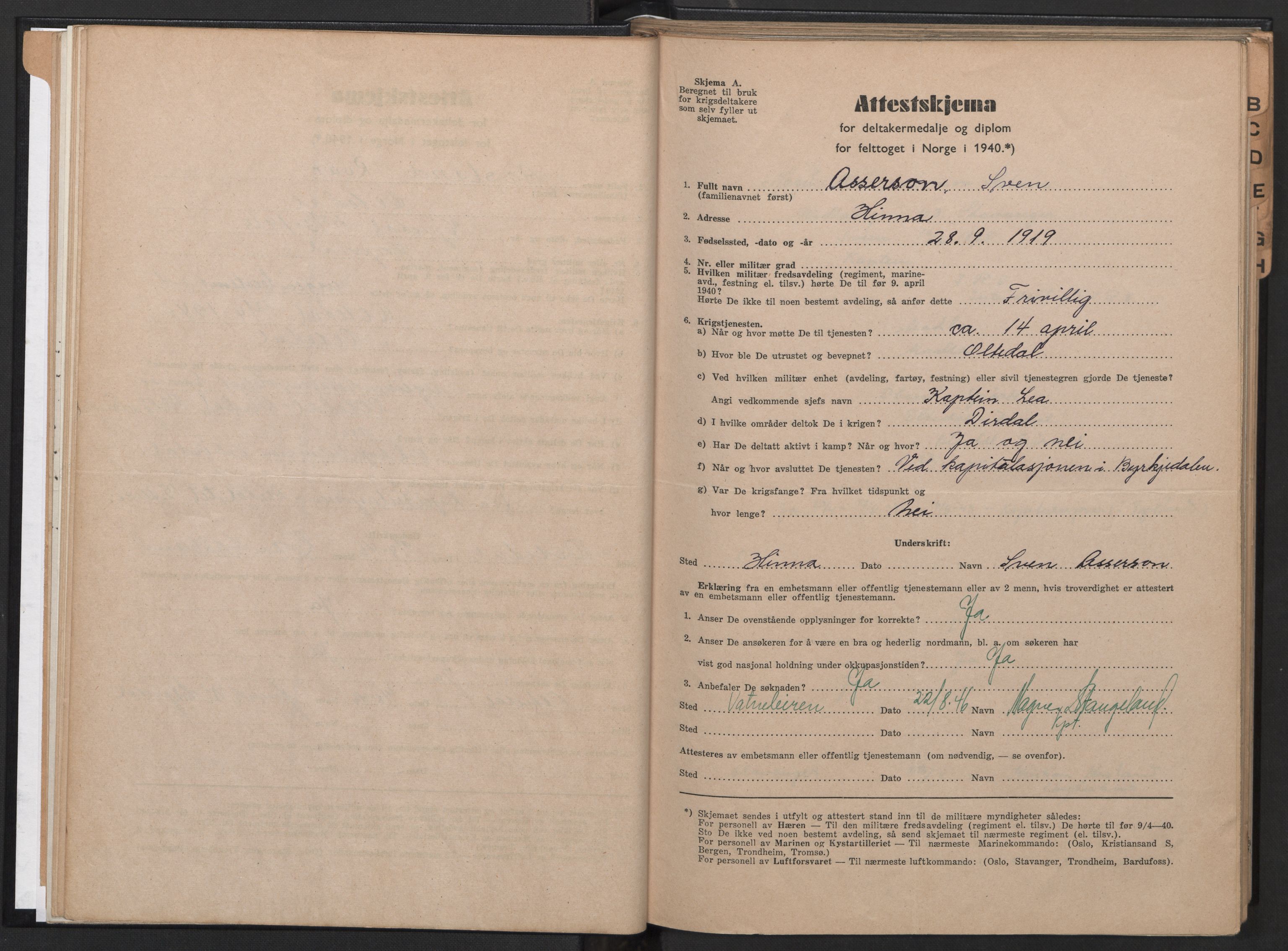 Forsvaret, Rogaland infanteriregiment nr. 8, AV/RA-RAFA-3374/D/Dc/L0001: Saksarkiv nr. 532, 1946, p. 26