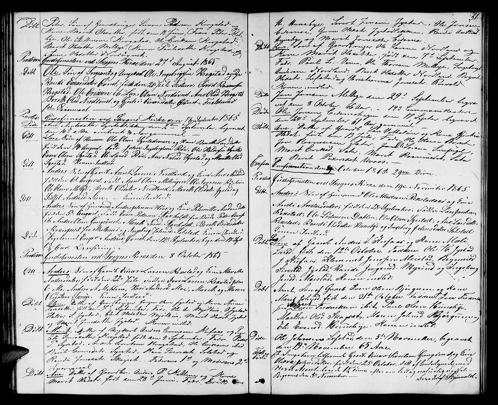 Ministerialprotokoller, klokkerbøker og fødselsregistre - Sør-Trøndelag, SAT/A-1456/667/L0797: Parish register (copy) no. 667C02, 1849-1867, p. 51