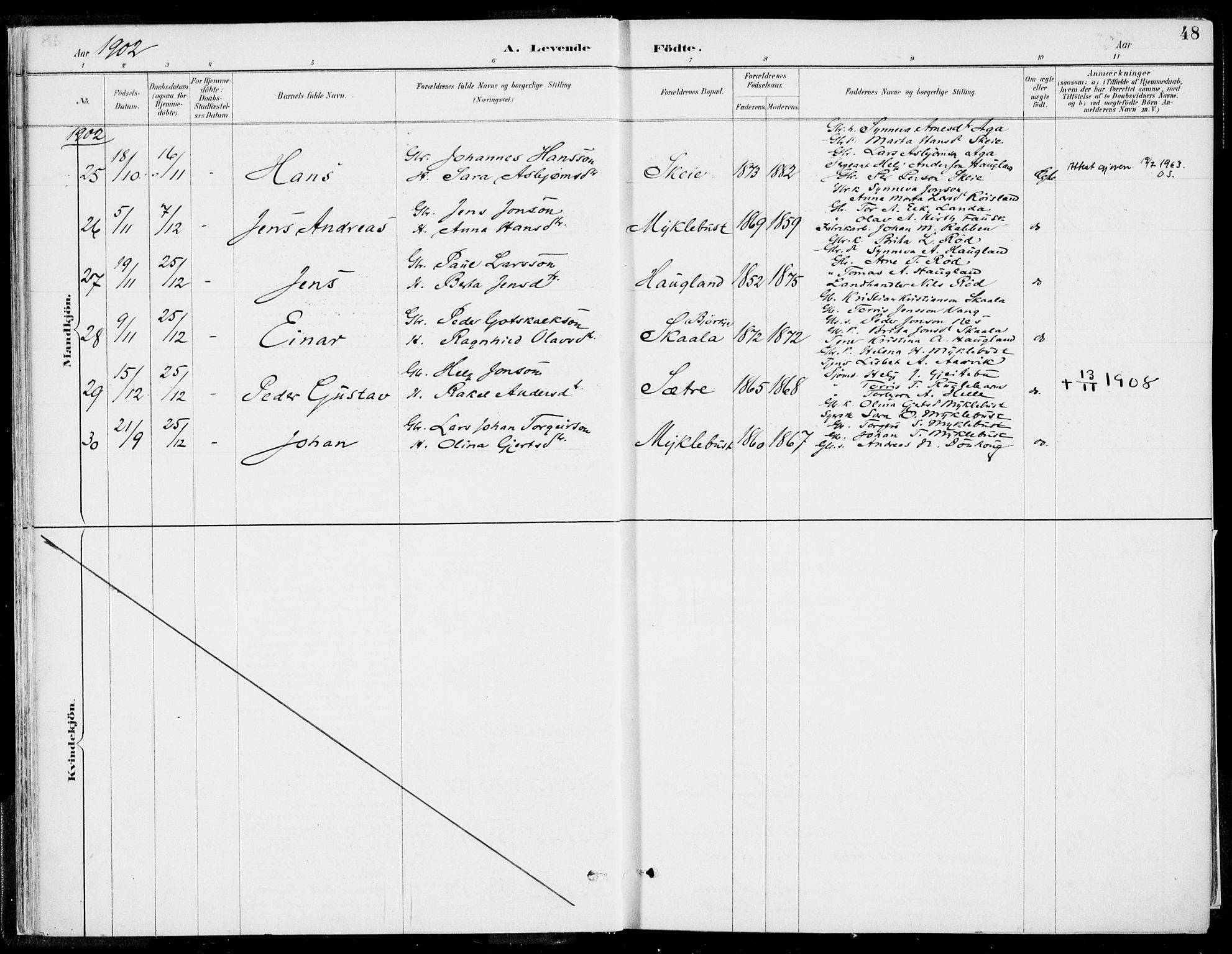 Kvinnherad sokneprestembete, SAB/A-76401/H/Haa: Parish register (official) no. B  1, 1887-1921, p. 48