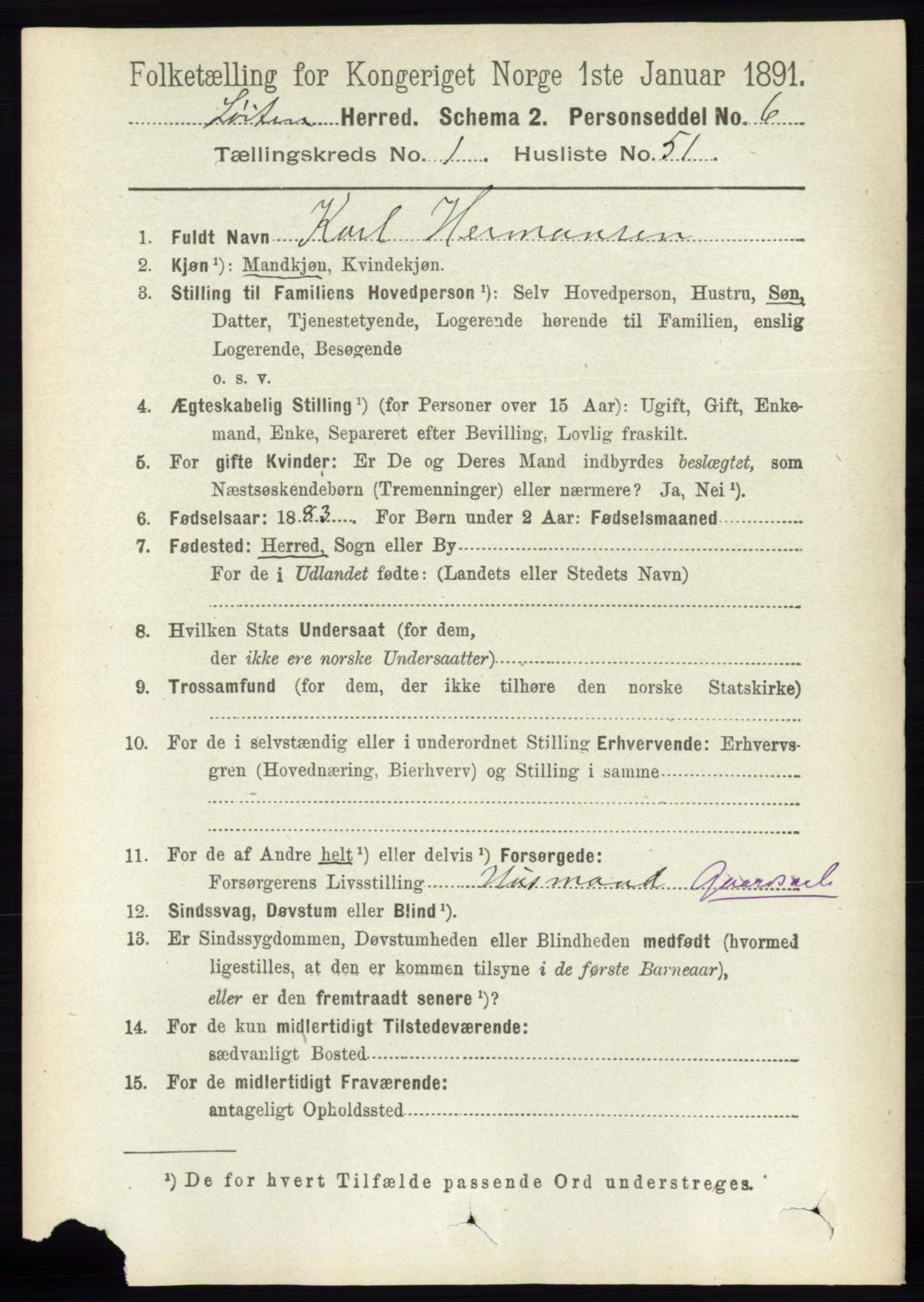 RA, 1891 census for 0415 Løten, 1891, p. 507