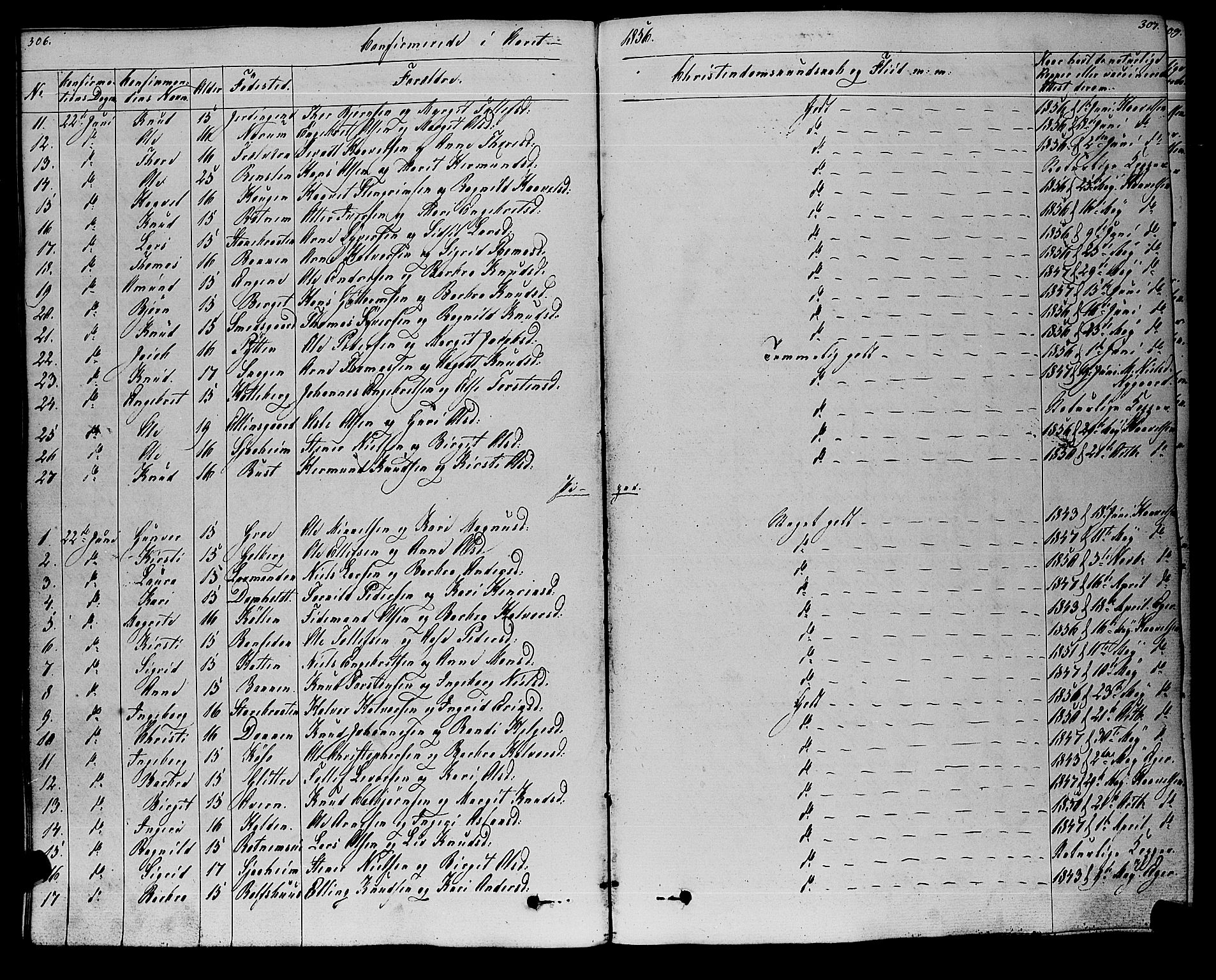 Gol kirkebøker, SAKO/A-226/F/Fa/L0002: Parish register (official) no. I 2, 1837-1863, p. 306-307