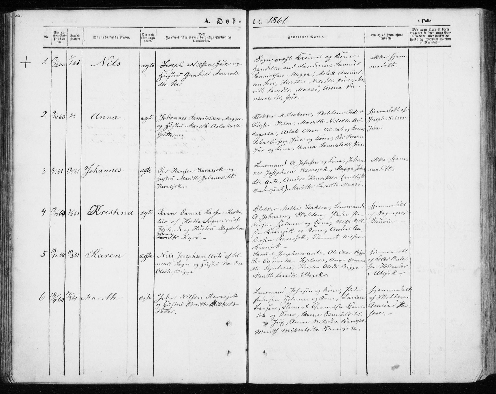 Kistrand/Porsanger sokneprestembete, SATØ/S-1351/H/Ha/L0012.kirke: Parish register (official) no. 12, 1843-1871, p. 126-127