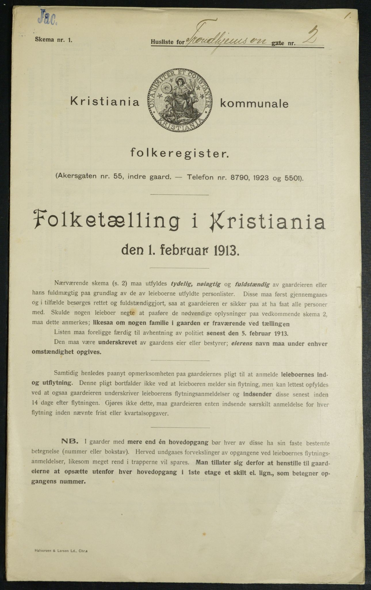 OBA, Municipal Census 1913 for Kristiania, 1913, p. 115945