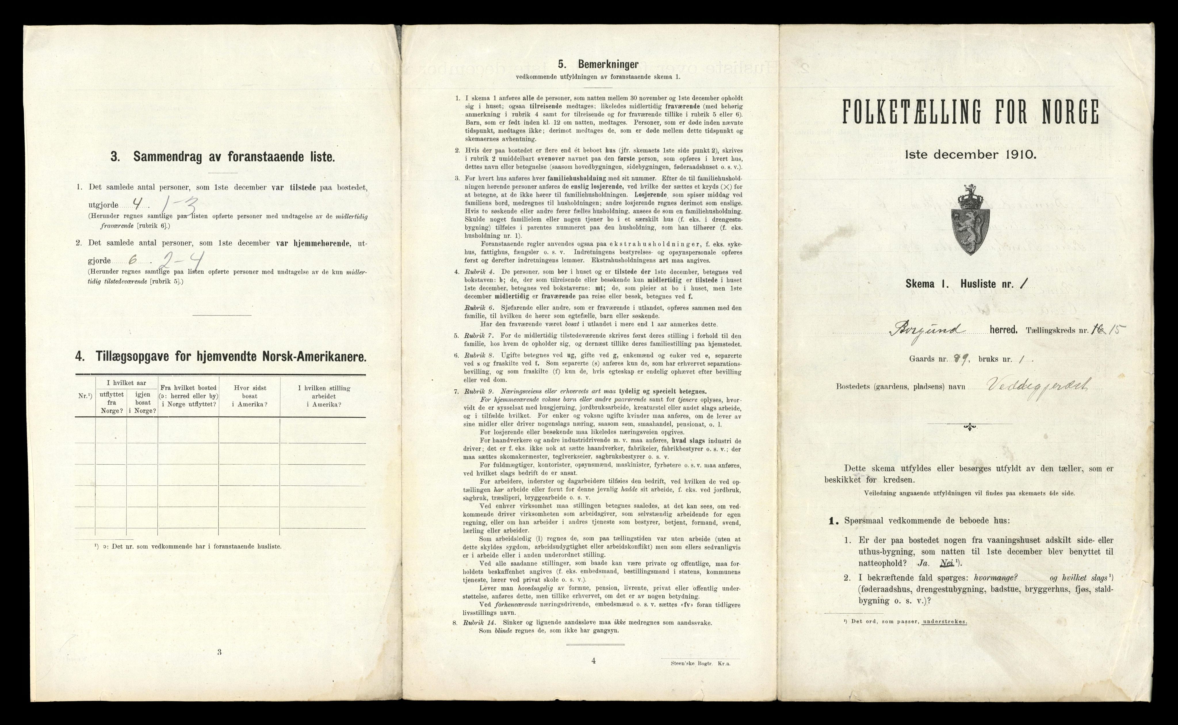 RA, 1910 census for Borgund, 1910, p. 1111