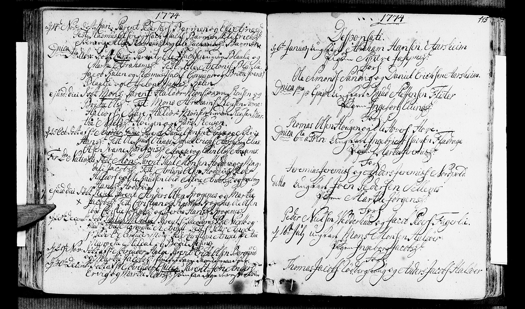 Selje sokneprestembete, SAB/A-99938/H/Ha/Haa/Haaa: Parish register (official) no. A 5, 1760-1782, p. 115
