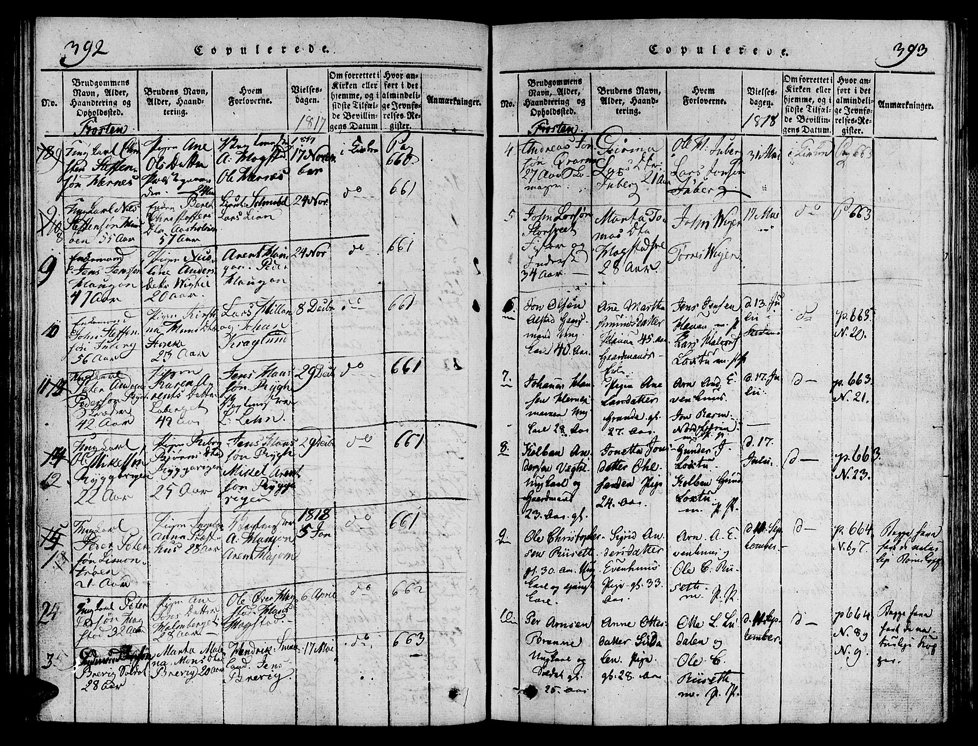 Ministerialprotokoller, klokkerbøker og fødselsregistre - Nord-Trøndelag, SAT/A-1458/713/L0112: Parish register (official) no. 713A04 /1, 1817-1827, p. 392-393