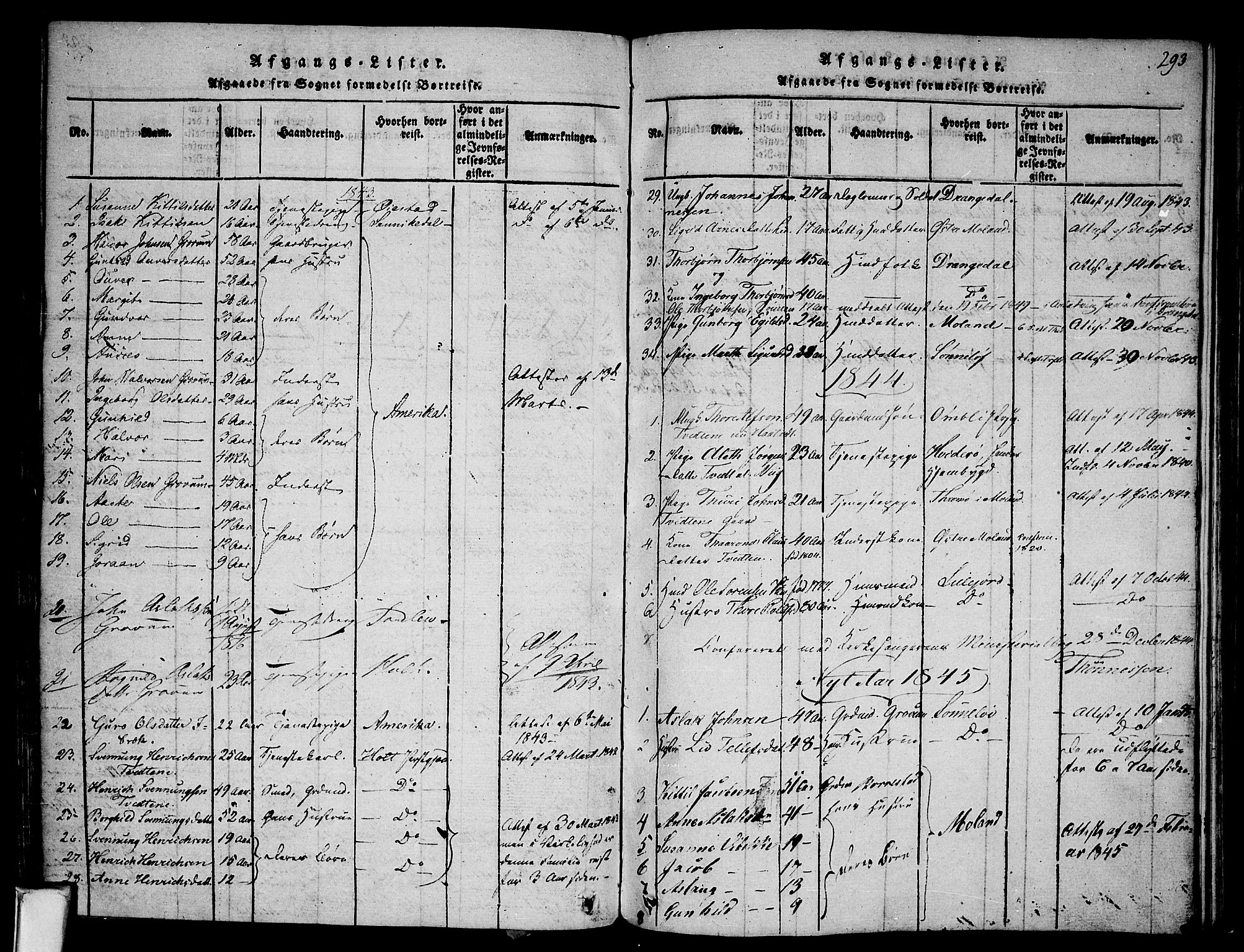 Nissedal kirkebøker, SAKO/A-288/F/Fa/L0002: Parish register (official) no. I 2, 1814-1845, p. 293
