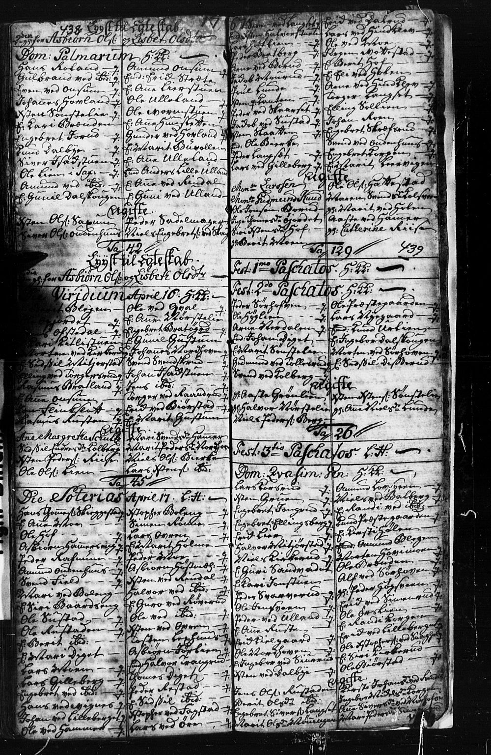 Fåberg prestekontor, SAH/PREST-086/H/Ha/Hab/L0001: Parish register (copy) no. 1, 1727-1767, p. 438-439