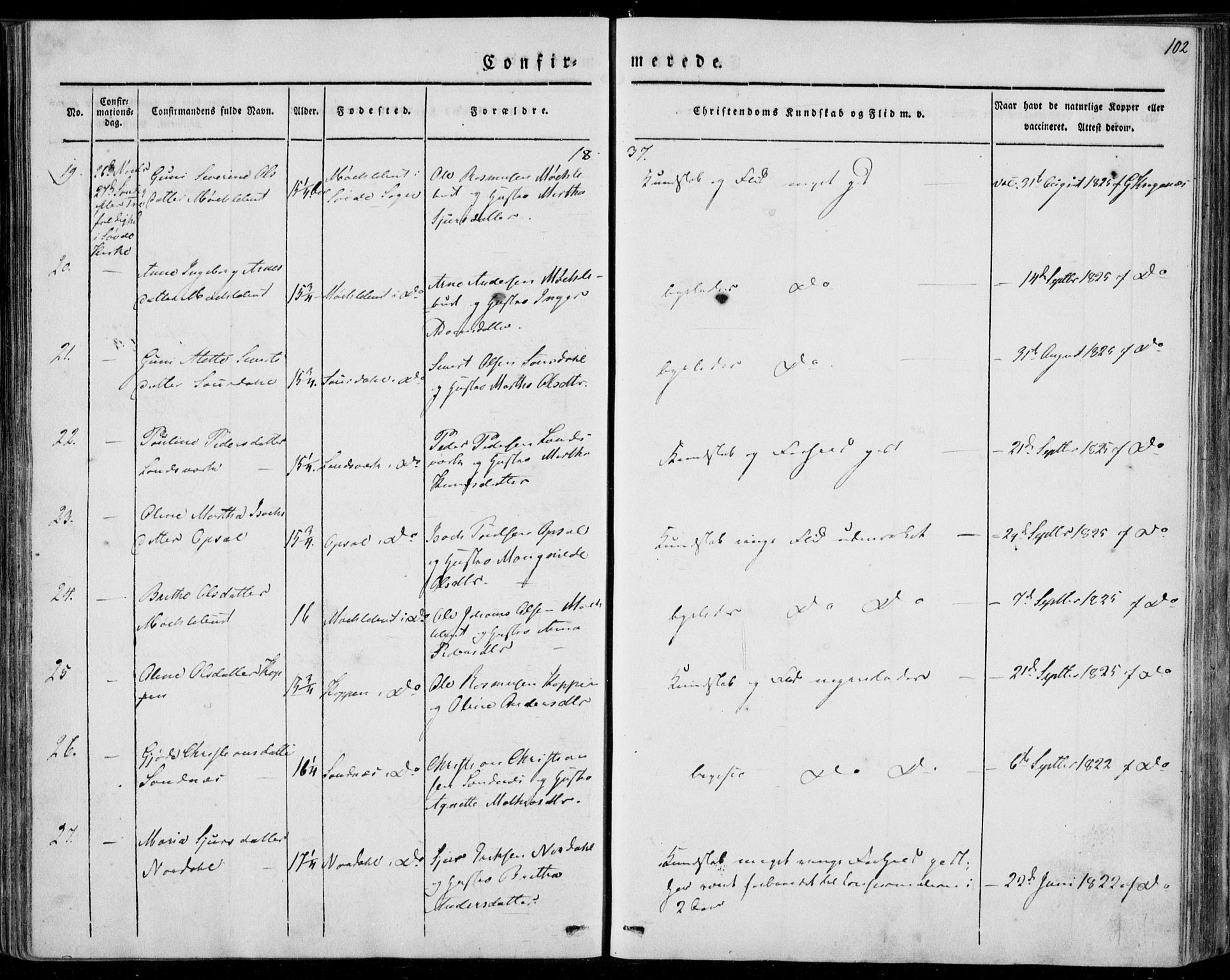 Ministerialprotokoller, klokkerbøker og fødselsregistre - Møre og Romsdal, AV/SAT-A-1454/501/L0005: Parish register (official) no. 501A05, 1831-1844, p. 102