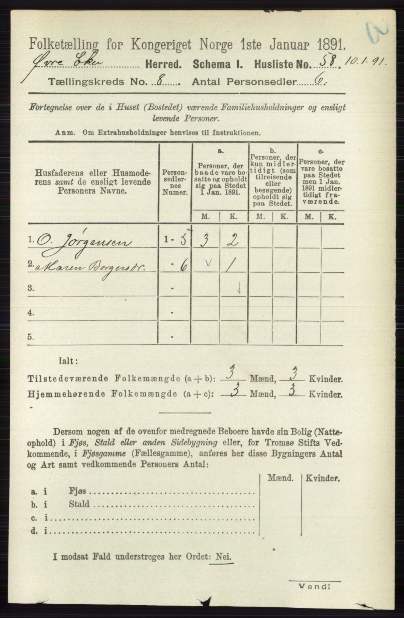 RA, 1891 census for 0624 Øvre Eiker, 1891, p. 3227