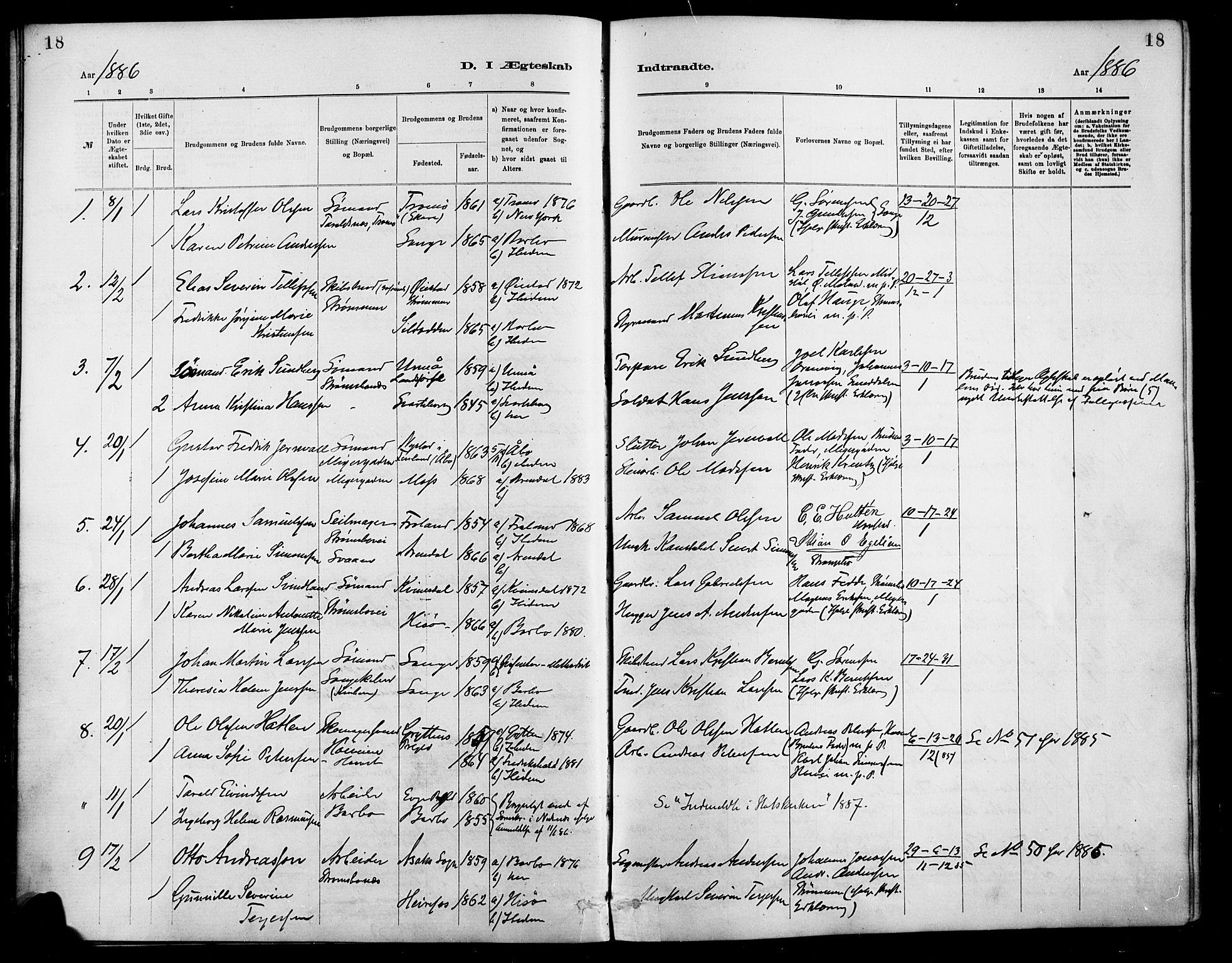 Barbu sokneprestkontor, AV/SAK-1111-0003/F/Fa/L0003: Parish register (official) no. A 3, 1883-1898, p. 18