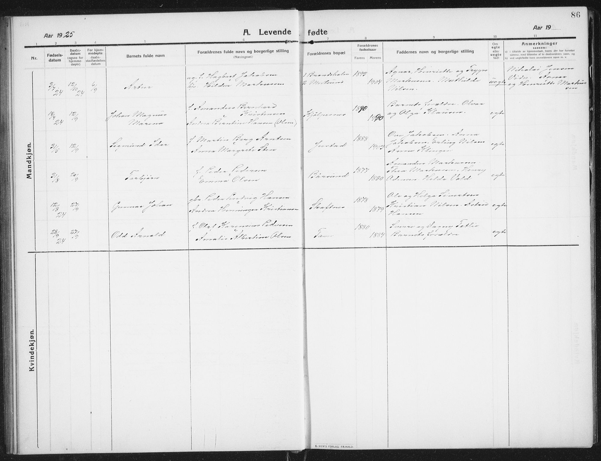 Ministerialprotokoller, klokkerbøker og fødselsregistre - Nordland, AV/SAT-A-1459/882/L1183: Parish register (copy) no. 882C01, 1911-1938, p. 86