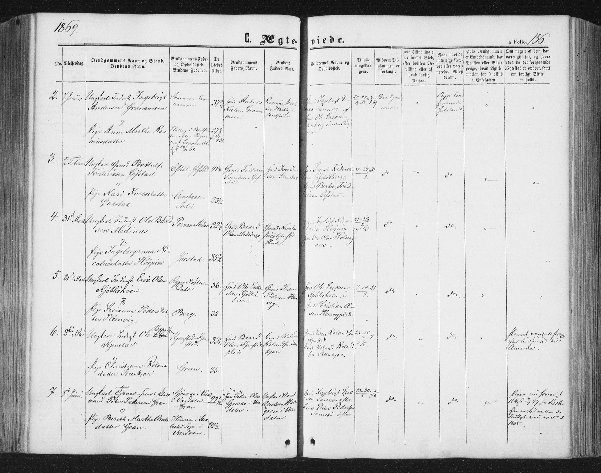 Ministerialprotokoller, klokkerbøker og fødselsregistre - Nord-Trøndelag, SAT/A-1458/749/L0472: Parish register (official) no. 749A06, 1857-1873, p. 156