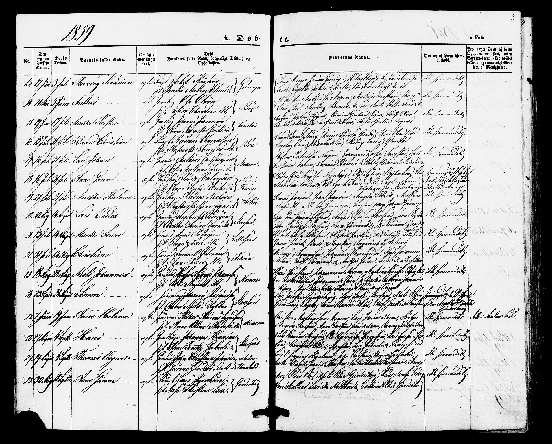 Torvastad sokneprestkontor, AV/SAST-A -101857/H/Ha/Haa/L0010: Parish register (official) no. A 10, 1857-1878, p. 8