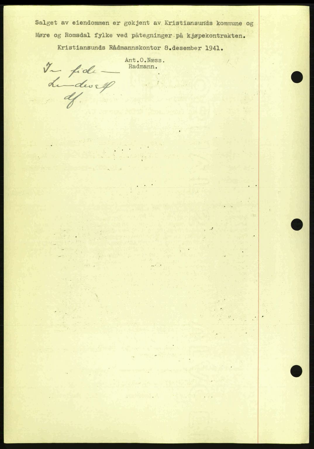 Kristiansund byfogd, AV/SAT-A-4587/A/27: Mortgage book no. 34, 1941-1945, Diary no: : 189/1942