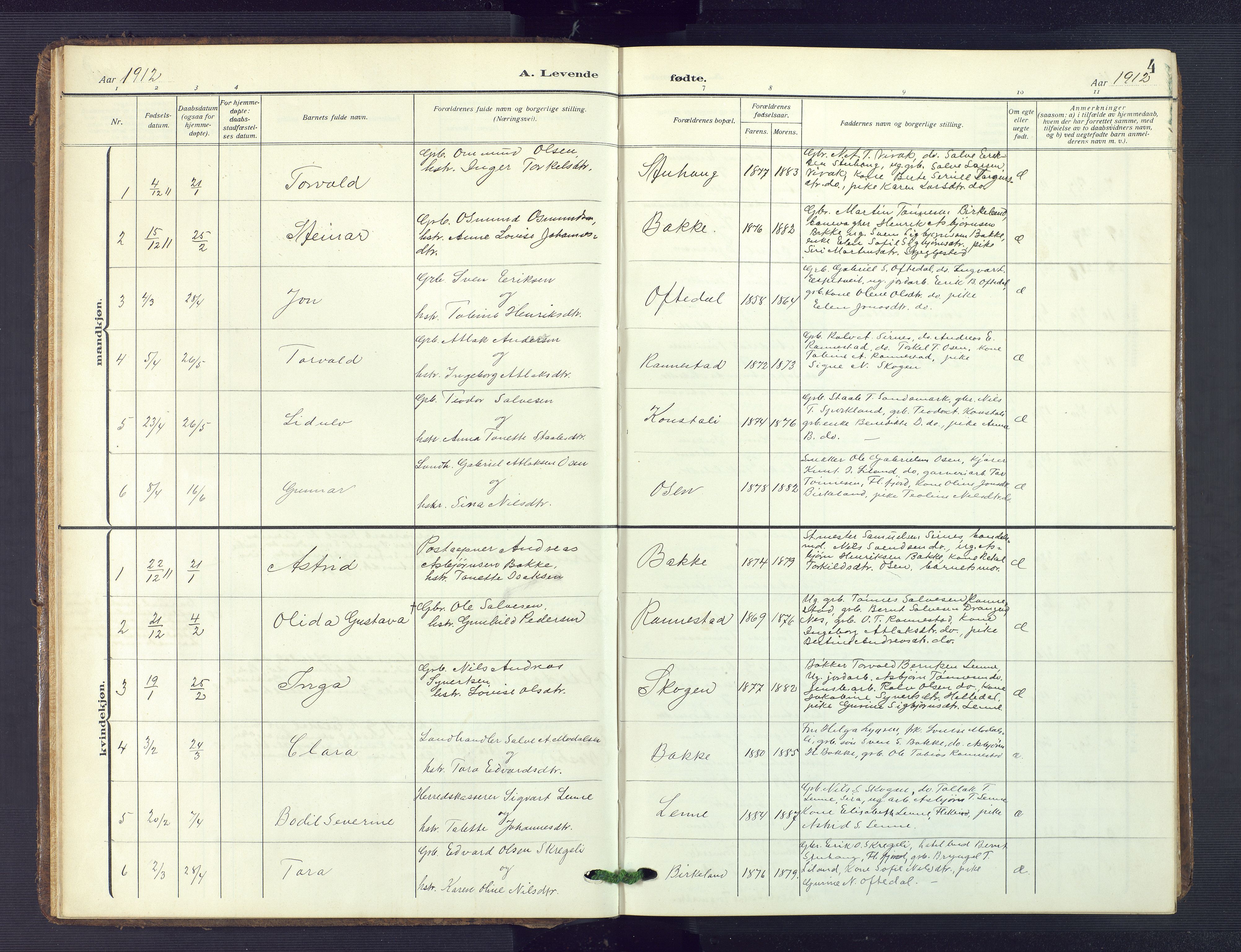 Bakke sokneprestkontor, SAK/1111-0002/F/Fb/Fba/L0004: Parish register (copy) no. B 4, 1911-1946, p. 4