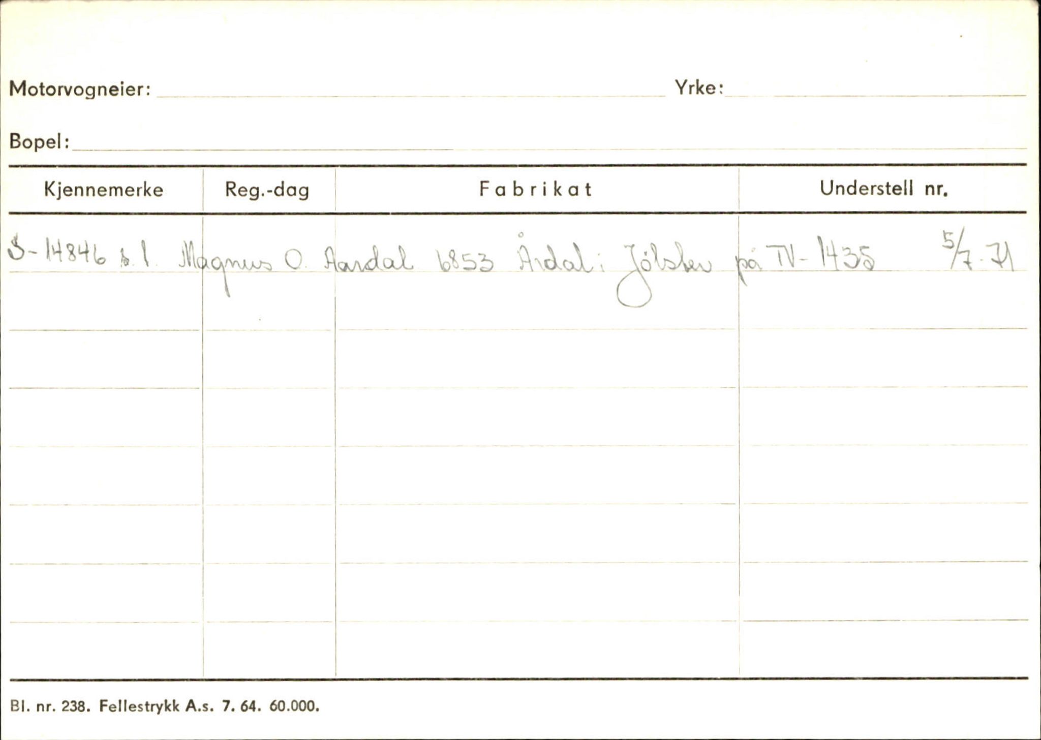 Statens vegvesen, Sogn og Fjordane vegkontor, SAB/A-5301/4/F/L0125: Eigarregister Sogndal V-Å. Aurland A-Å. Fjaler A-N, 1945-1975, p. 1437