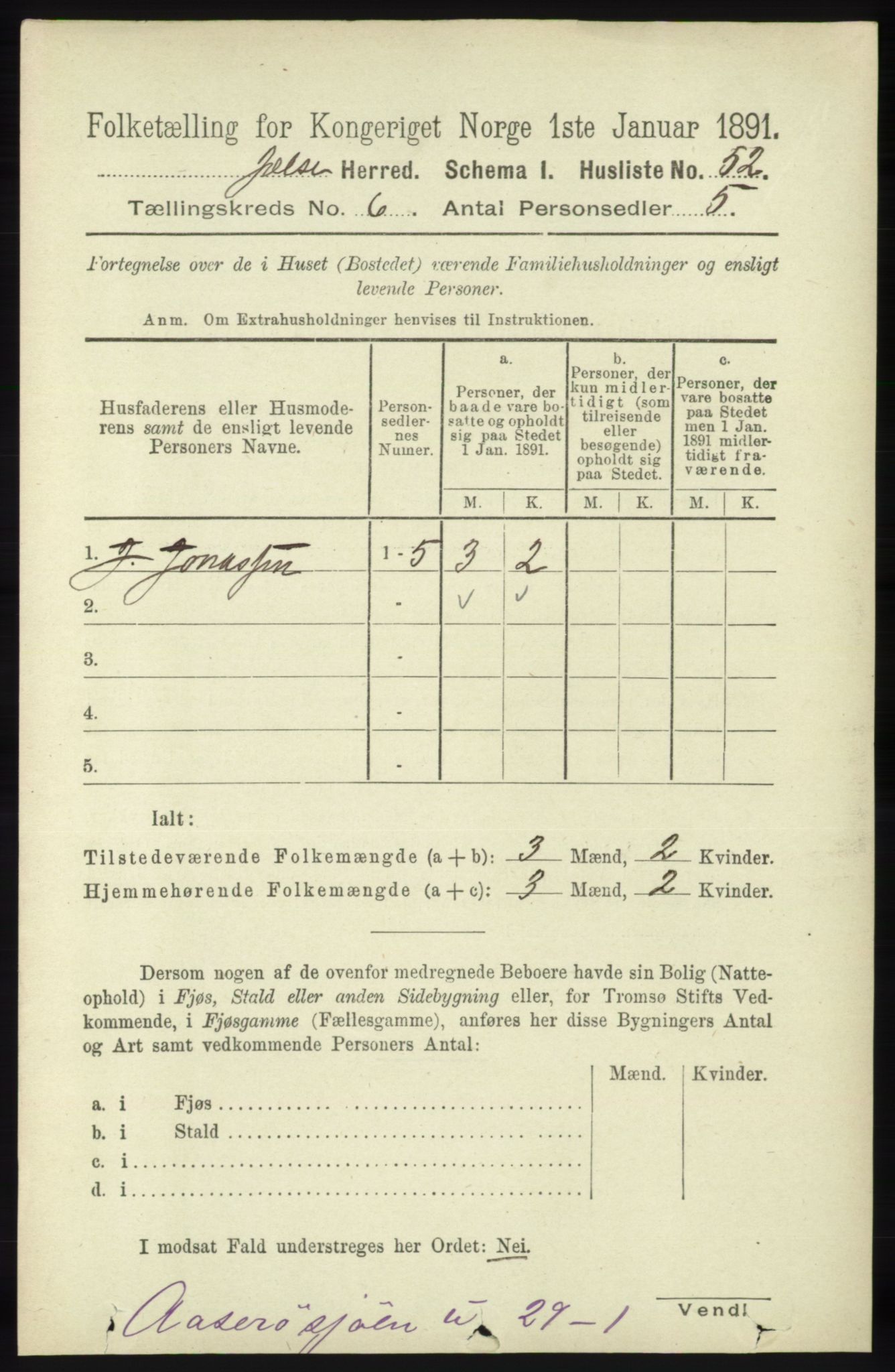 RA, 1891 census for 1138 Jelsa, 1891, p. 1206