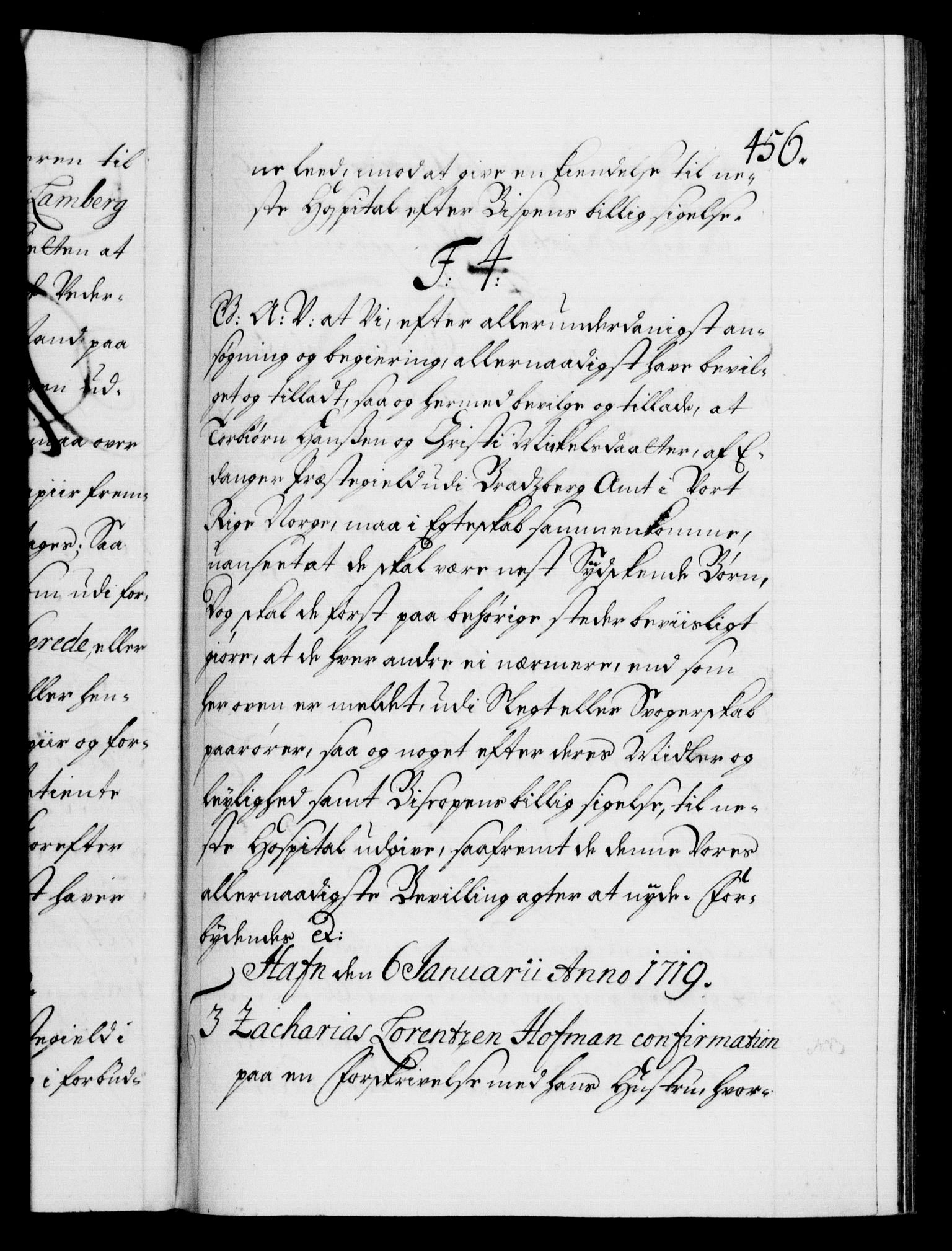 Danske Kanselli 1572-1799, AV/RA-EA-3023/F/Fc/Fca/Fcaa/L0022: Norske registre, 1716-1719, p. 456a