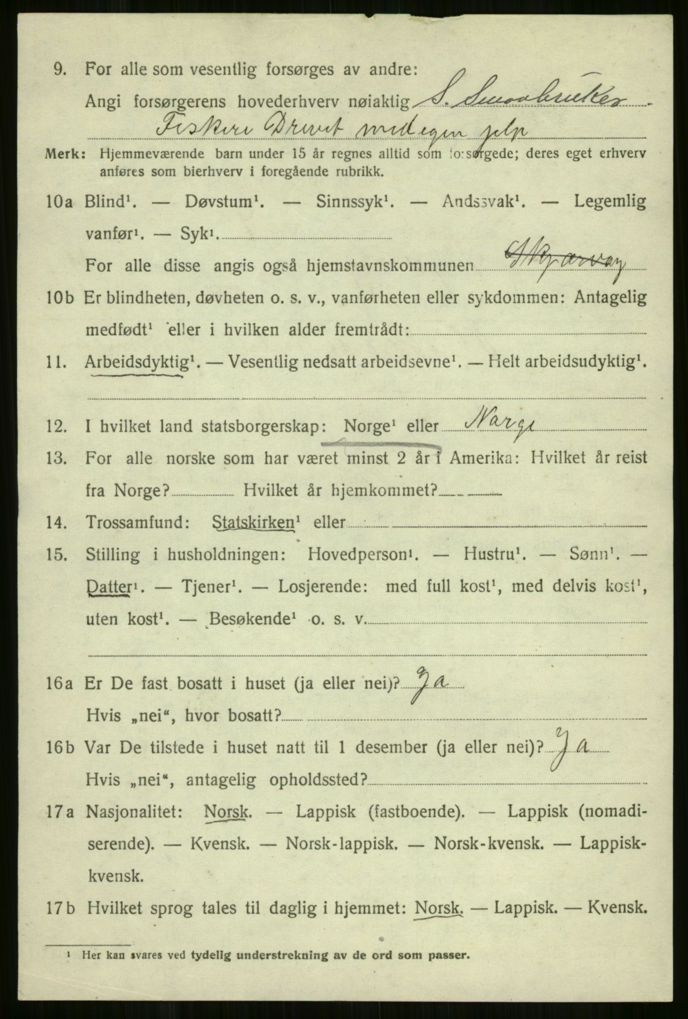 SATØ, 1920 census for Skjervøy, 1920, p. 5990