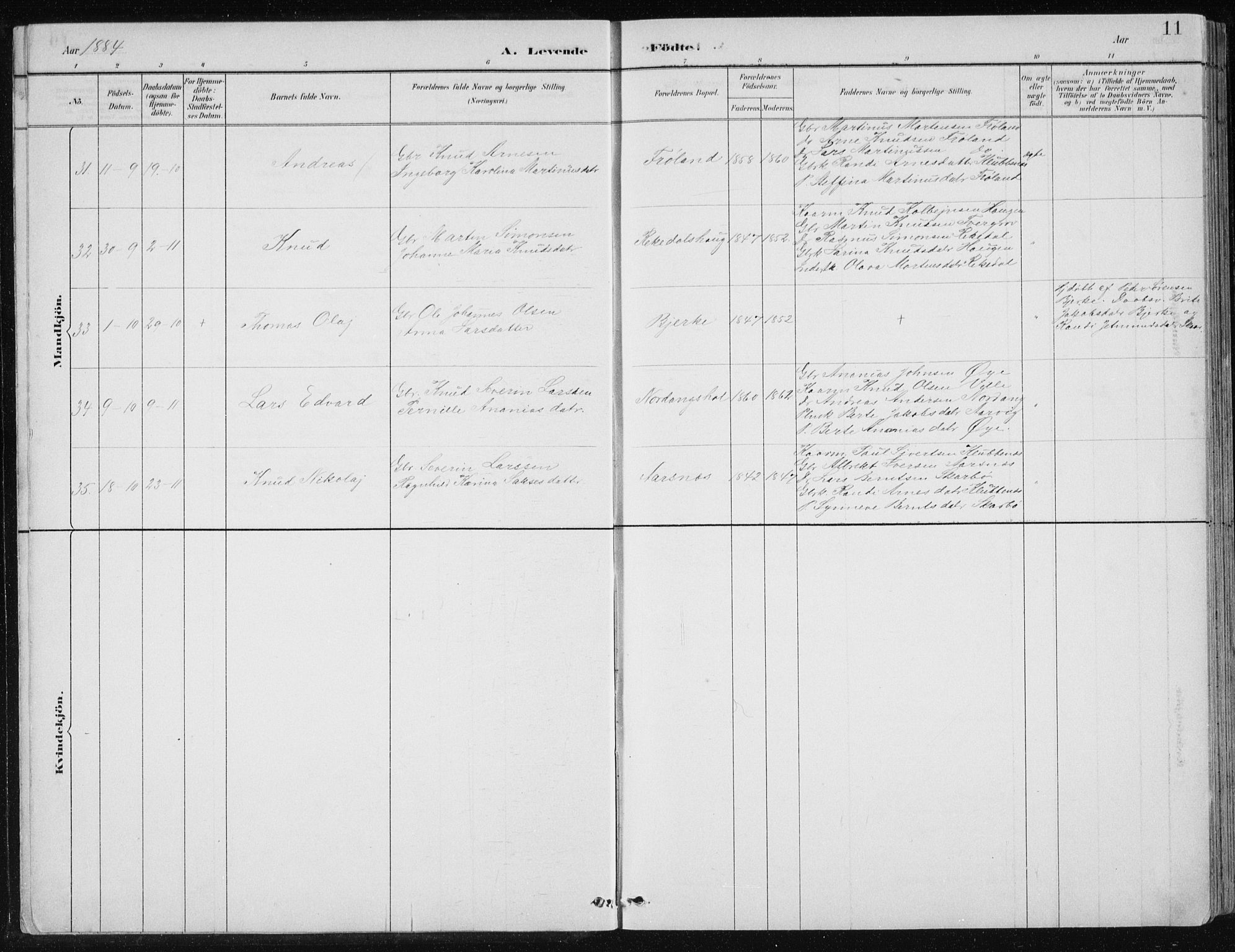 Ministerialprotokoller, klokkerbøker og fødselsregistre - Møre og Romsdal, AV/SAT-A-1454/515/L0215: Parish register (copy) no. 515C02, 1884-1906, p. 11