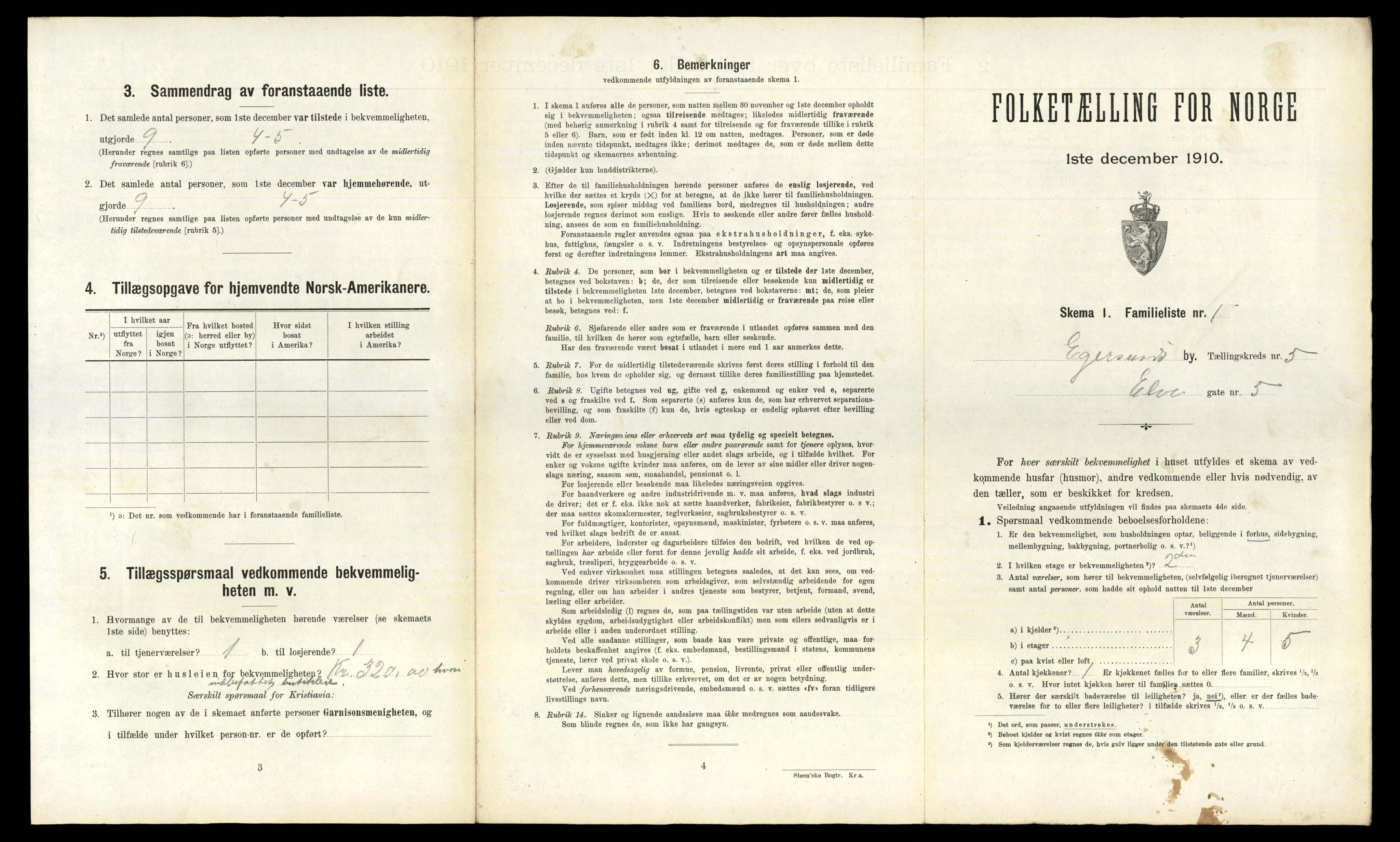 RA, 1910 census for Egersund, 1910, p. 1447