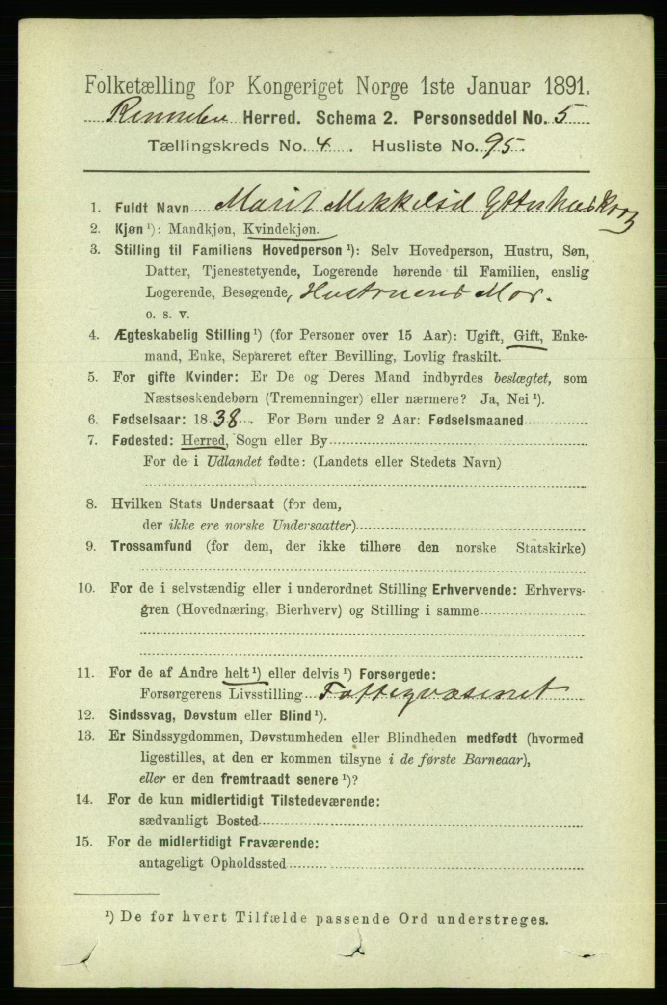 RA, 1891 census for 1635 Rennebu, 1891, p. 2551