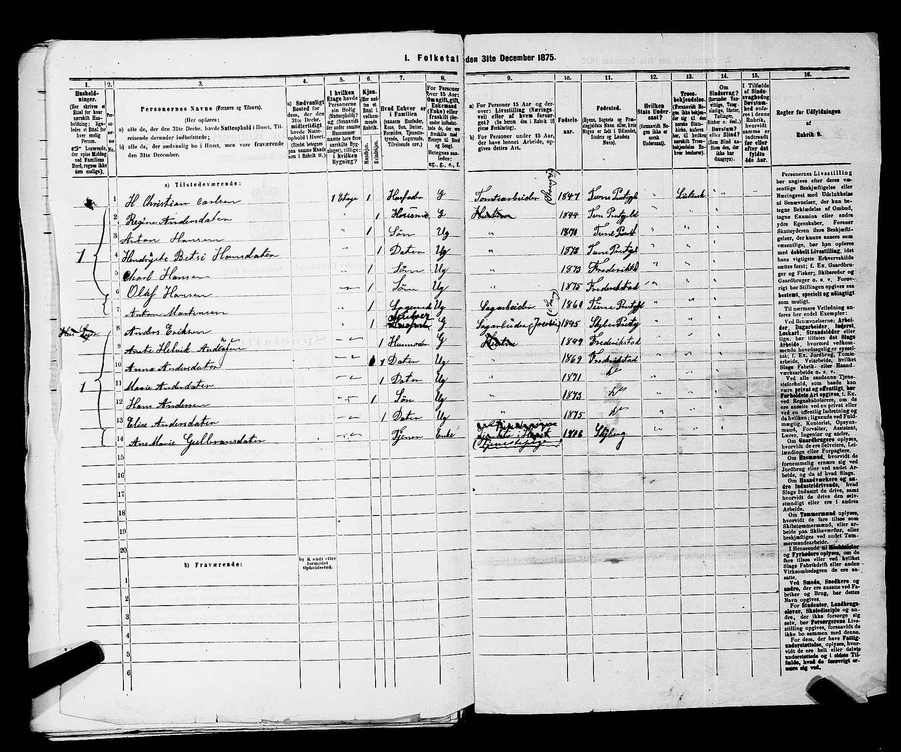 RA, 1875 census for 0103B Fredrikstad/Fredrikstad, 1875, p. 1706