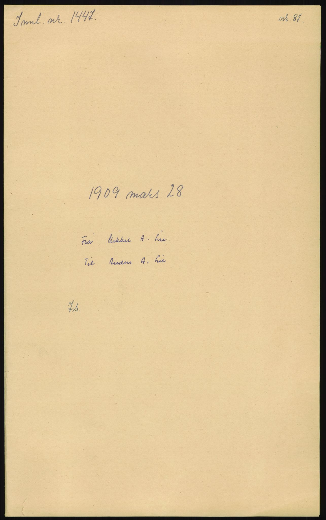 Samlinger til kildeutgivelse, Amerikabrevene, AV/RA-EA-4057/F/L0013: Innlån fra Oppland: Lie (brevnr 79-115) - Nordrum, 1838-1914, p. 111