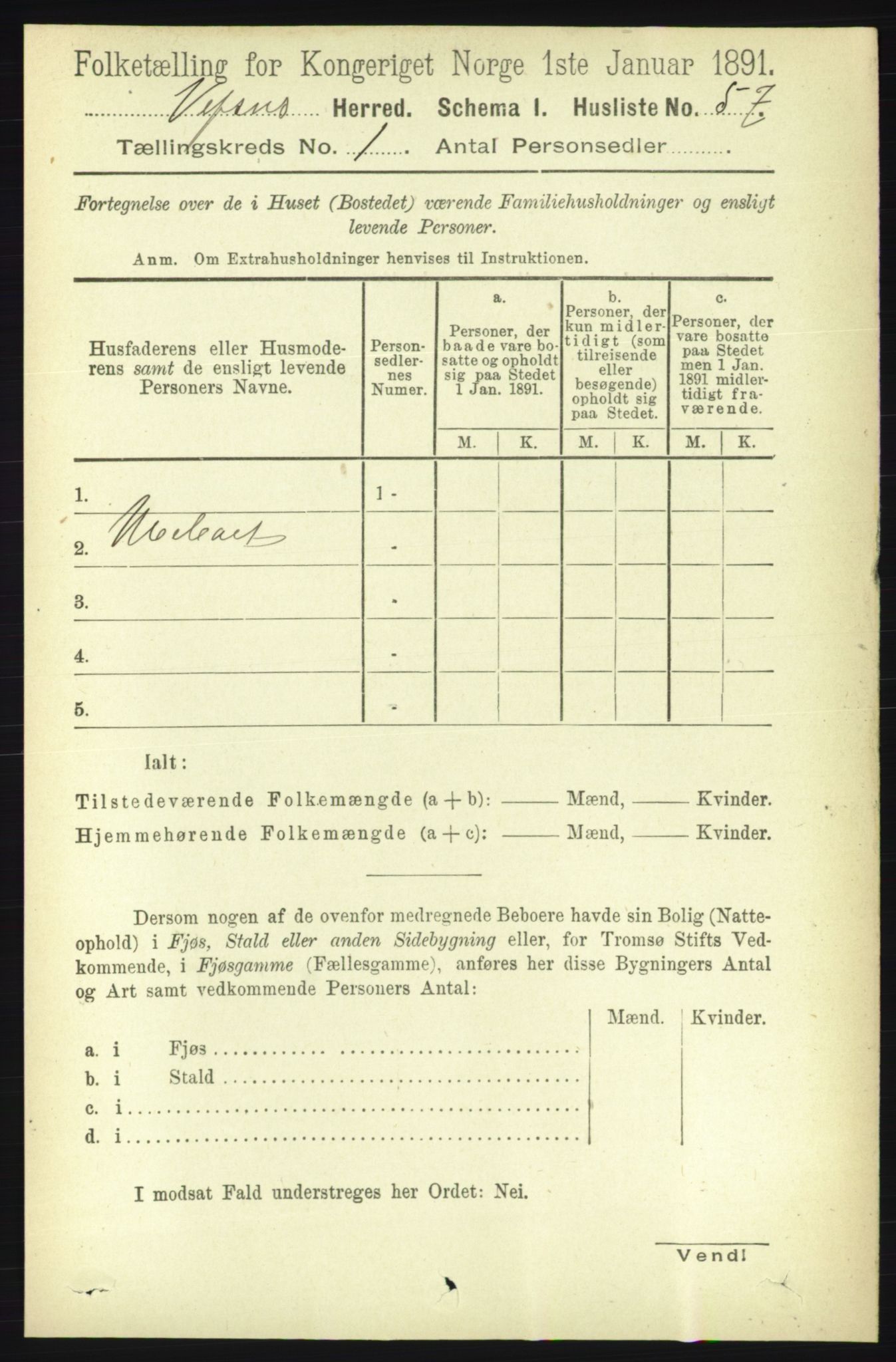 RA, 1891 census for 1824 Vefsn, 1891, p. 89