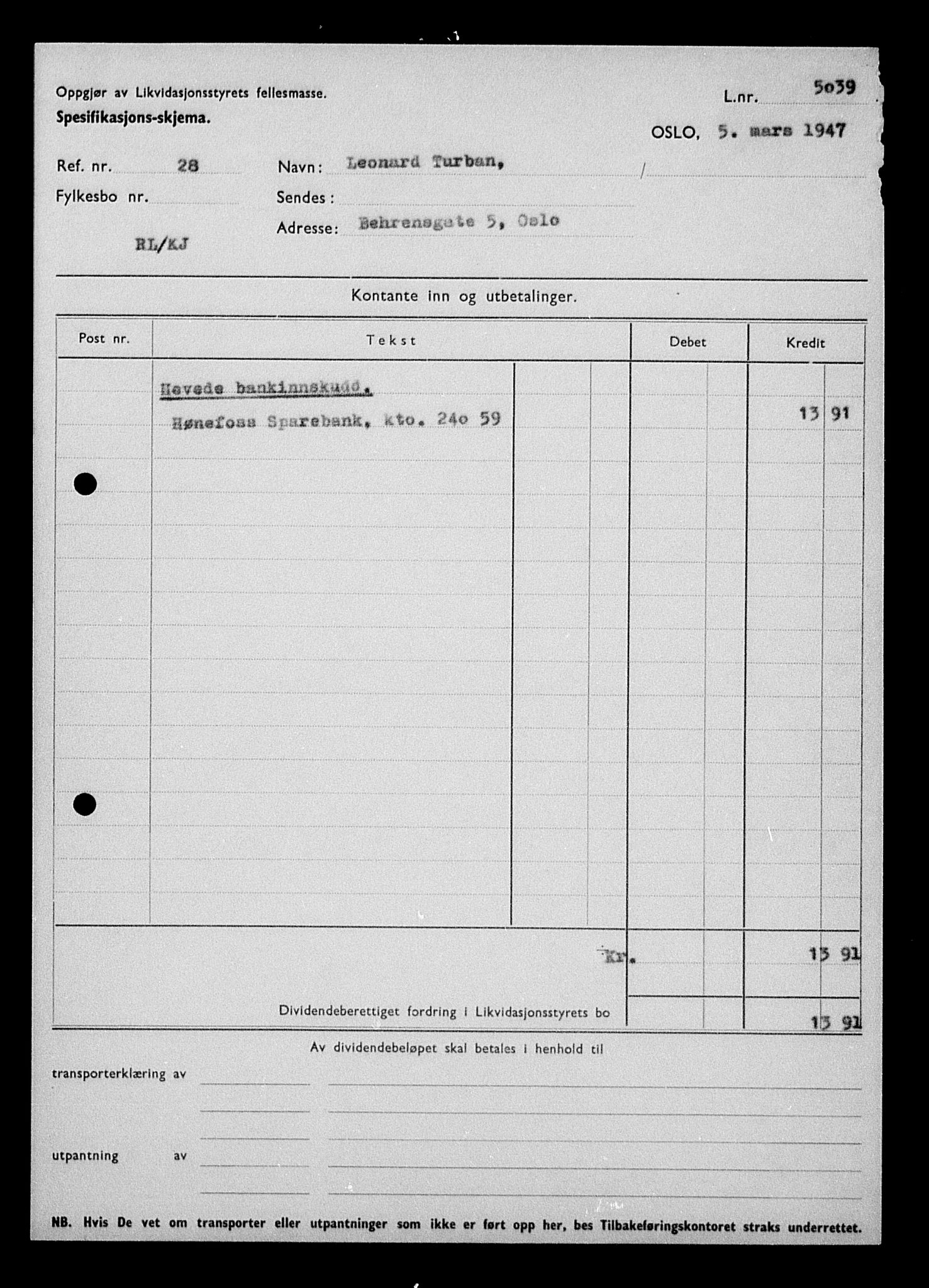 Justisdepartementet, Tilbakeføringskontoret for inndratte formuer, AV/RA-S-1564/H/Hc/Hcc/L0984: --, 1945-1947, p. 597