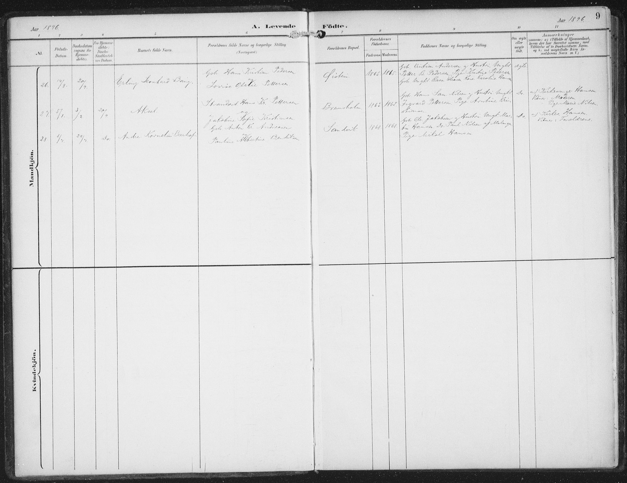 Lenvik sokneprestembete, SATØ/S-1310/H/Ha/Haa/L0015kirke: Parish register (official) no. 15, 1896-1915, p. 9