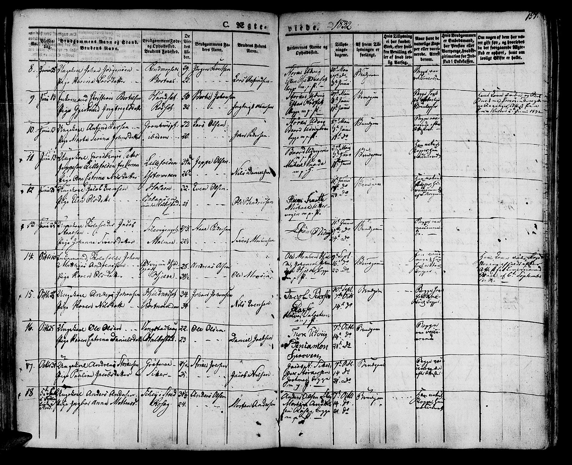 Ministerialprotokoller, klokkerbøker og fødselsregistre - Nord-Trøndelag, AV/SAT-A-1458/741/L0390: Parish register (official) no. 741A04, 1822-1836, p. 157