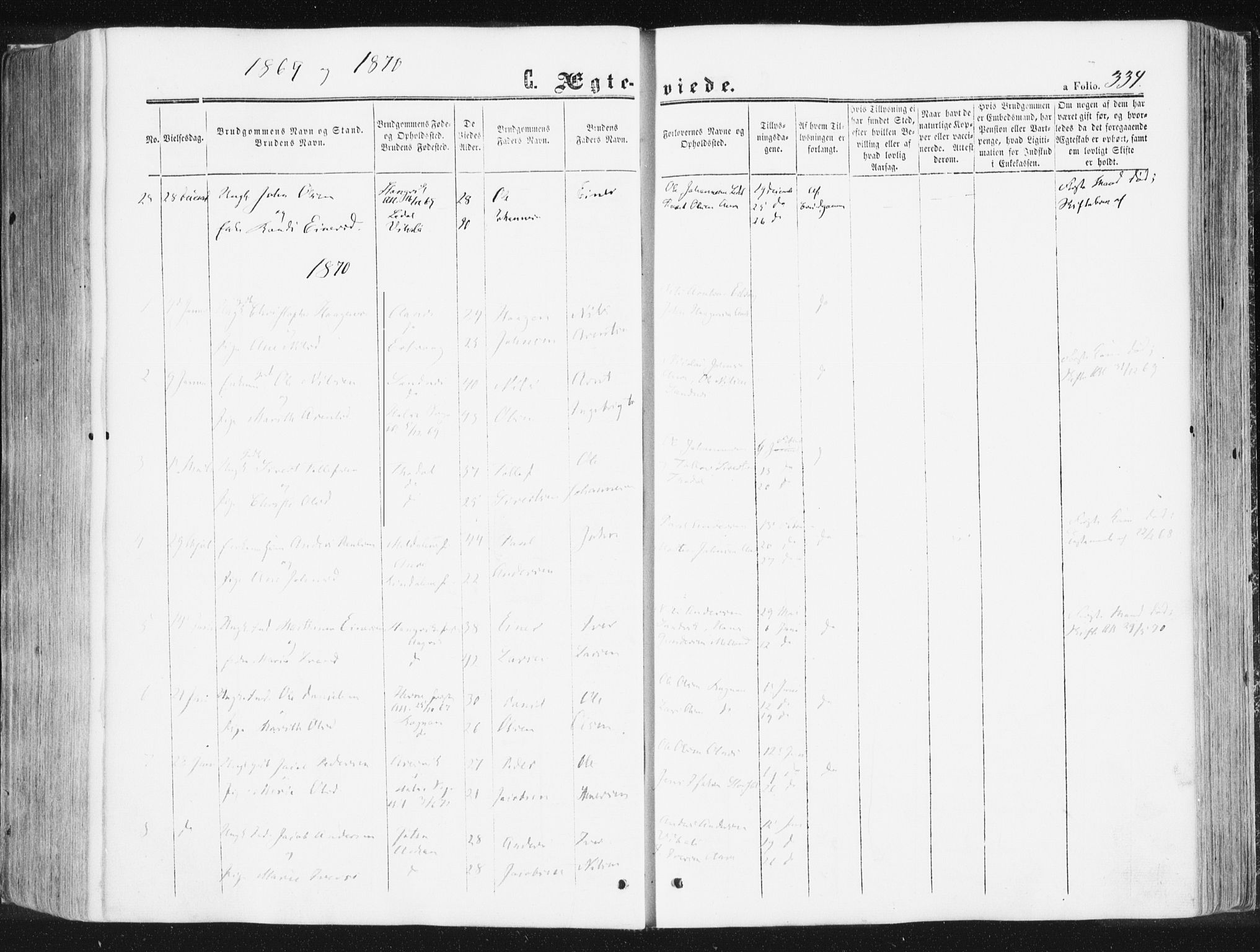 Ministerialprotokoller, klokkerbøker og fødselsregistre - Møre og Romsdal, AV/SAT-A-1454/578/L0905: Parish register (official) no. 578A04, 1859-1877, p. 334