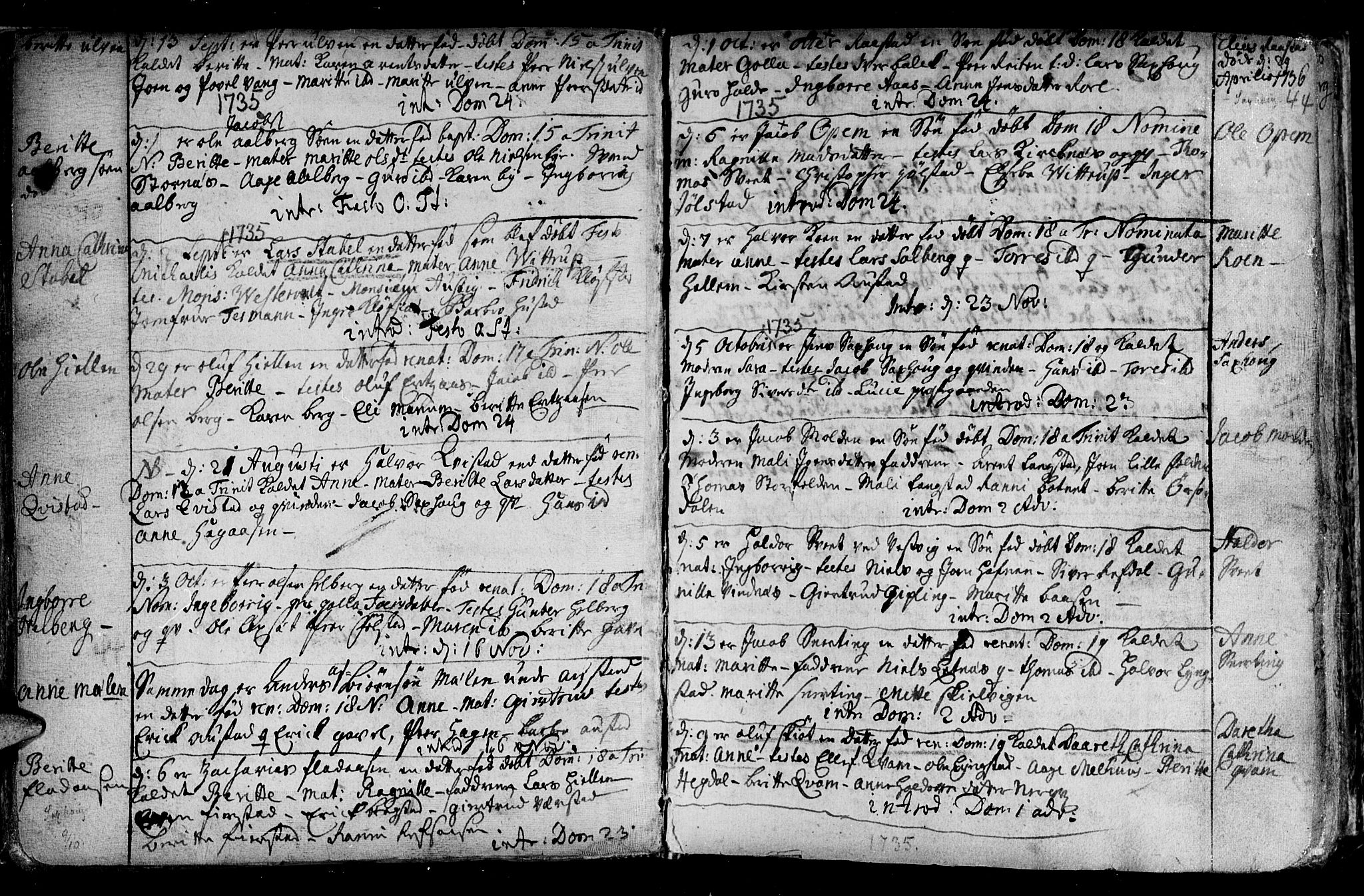 Ministerialprotokoller, klokkerbøker og fødselsregistre - Nord-Trøndelag, SAT/A-1458/730/L0272: Parish register (official) no. 730A01, 1733-1764, p. 44