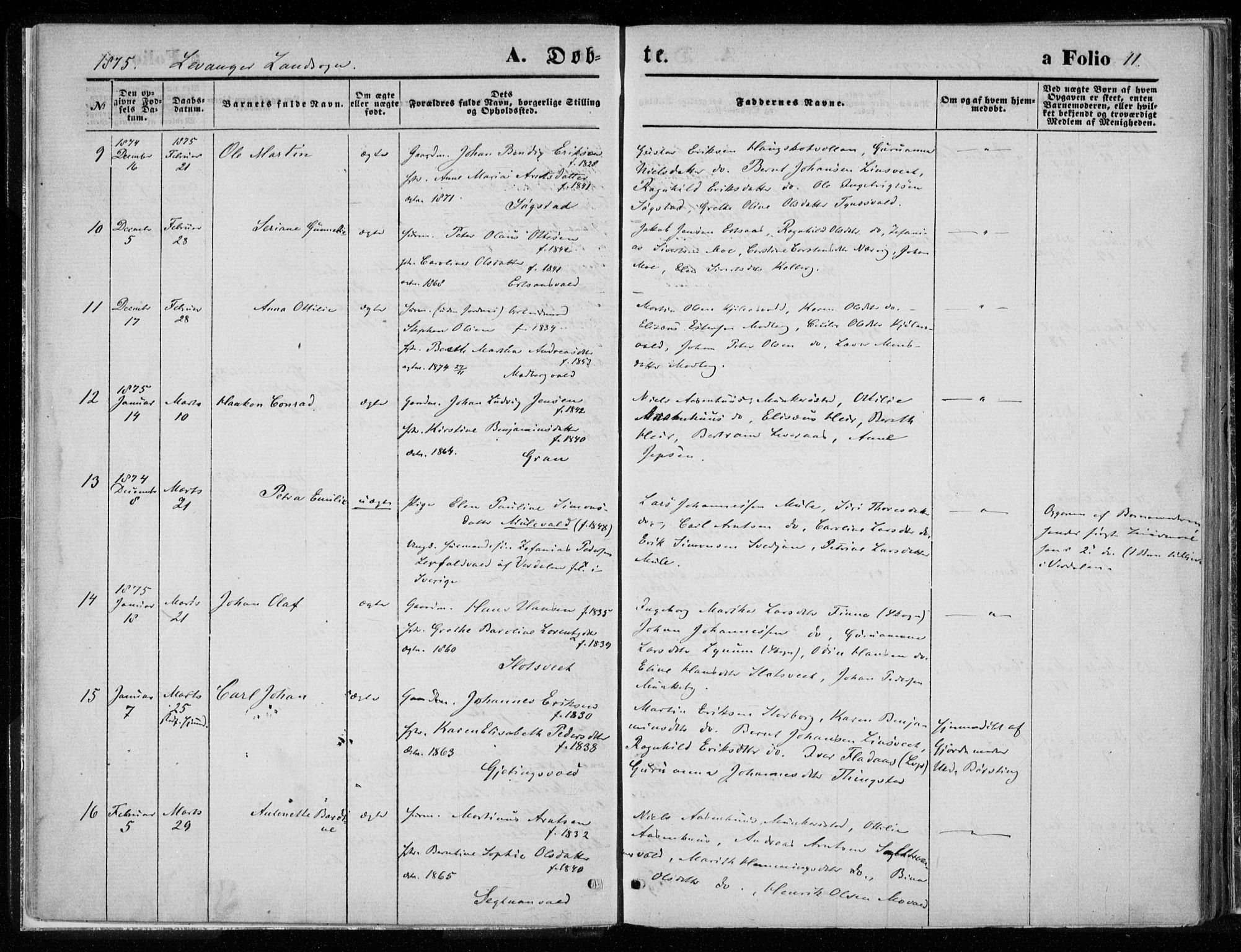 Ministerialprotokoller, klokkerbøker og fødselsregistre - Nord-Trøndelag, AV/SAT-A-1458/720/L0187: Parish register (official) no. 720A04 /2, 1875-1879, p. 11