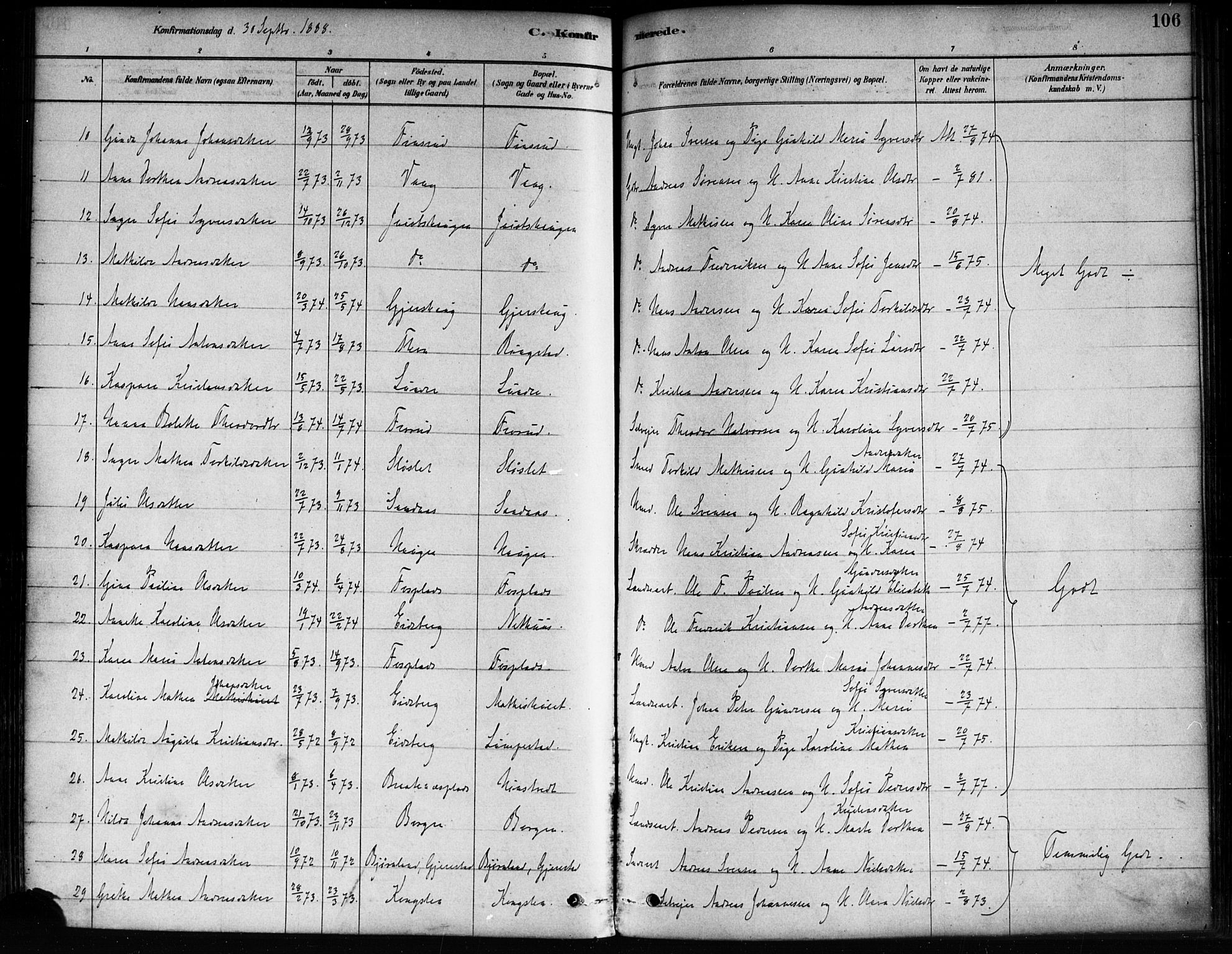 Skiptvet prestekontor Kirkebøker, AV/SAO-A-20009/F/Fa/L0009: Parish register (official) no. 9, 1878-1900, p. 106