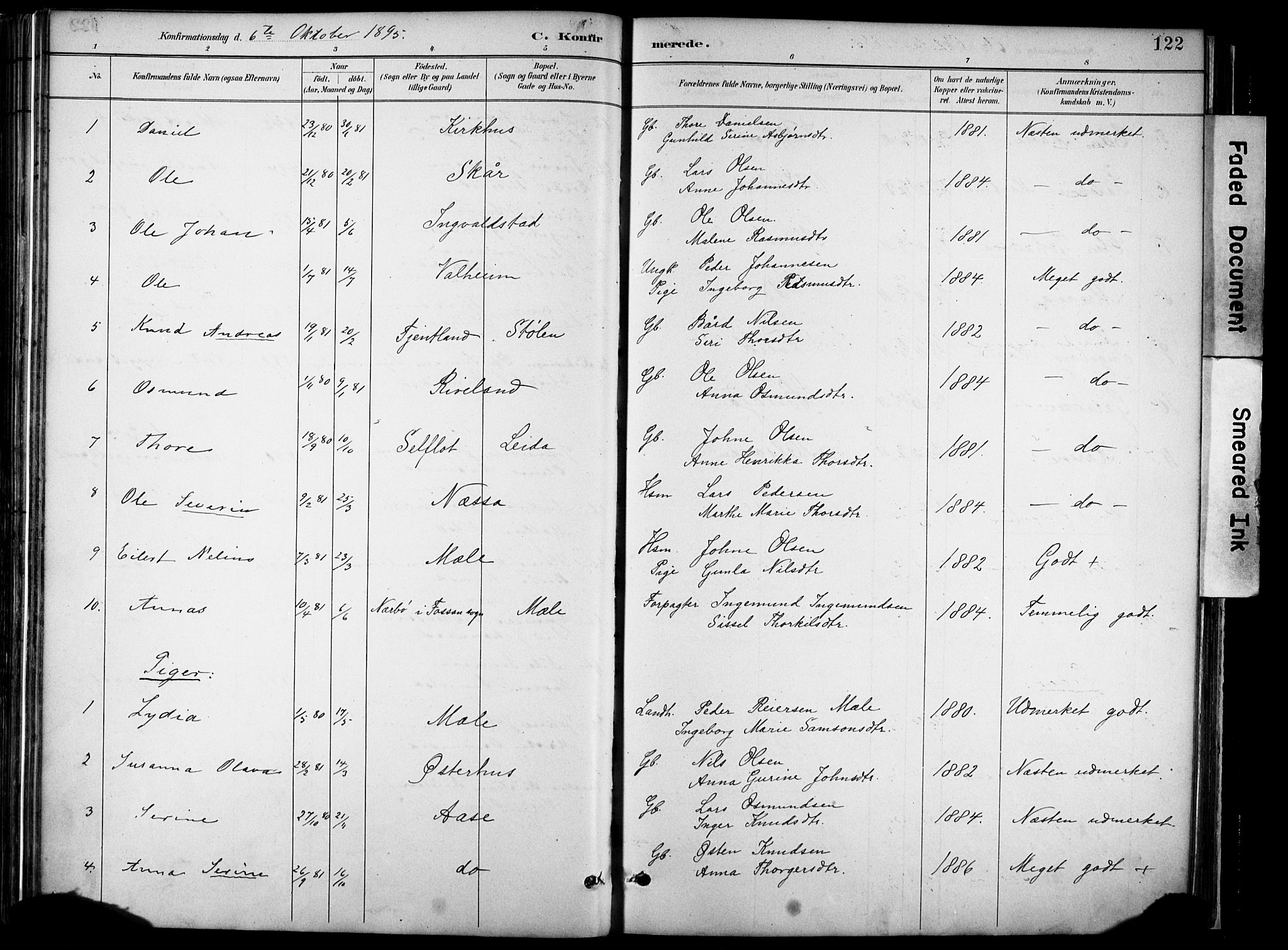 Hjelmeland sokneprestkontor, AV/SAST-A-101843/02/A/L0001: Parish register (official) no. A 16, 1887-1926, p. 122