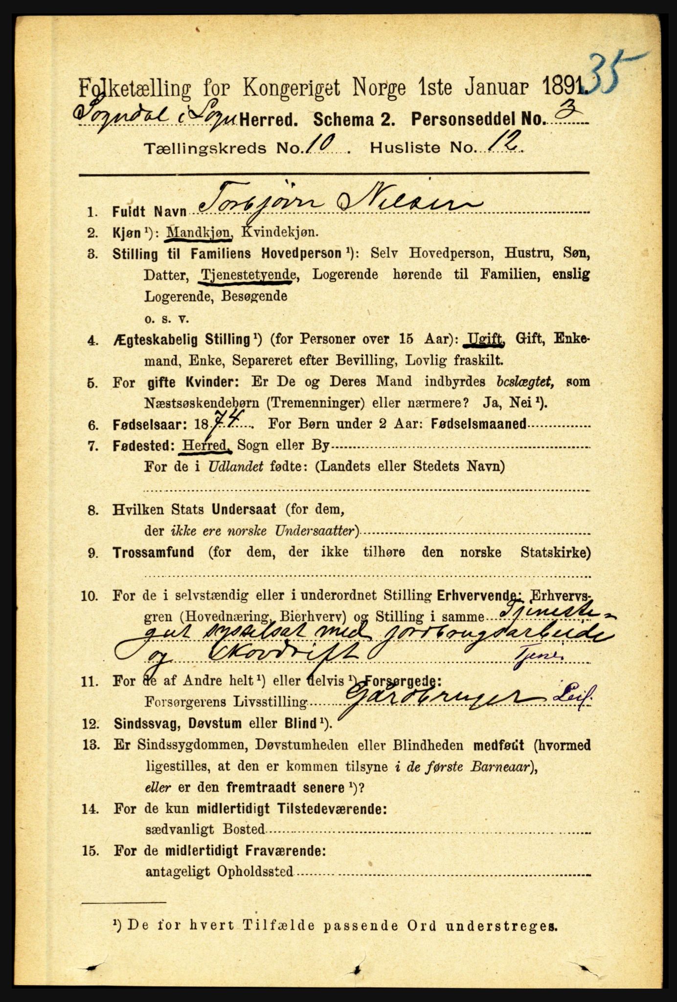 RA, 1891 census for 1420 Sogndal, 1891, p. 4017