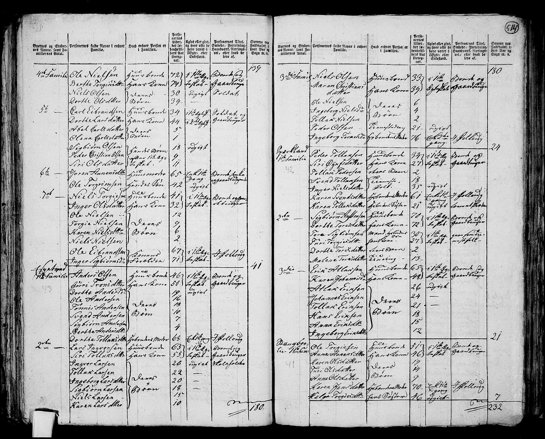 RA, 1801 census for 1045P Bakke, 1801, p. 513b-514a