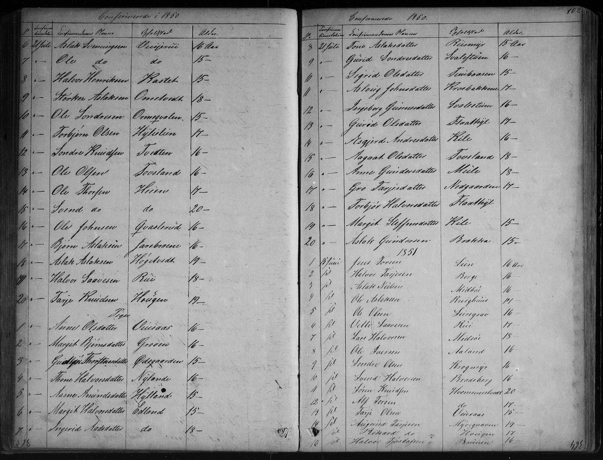 Vinje kirkebøker, SAKO/A-312/G/Ga/L0002: Parish register (copy) no. I 2, 1849-1893, p. 102
