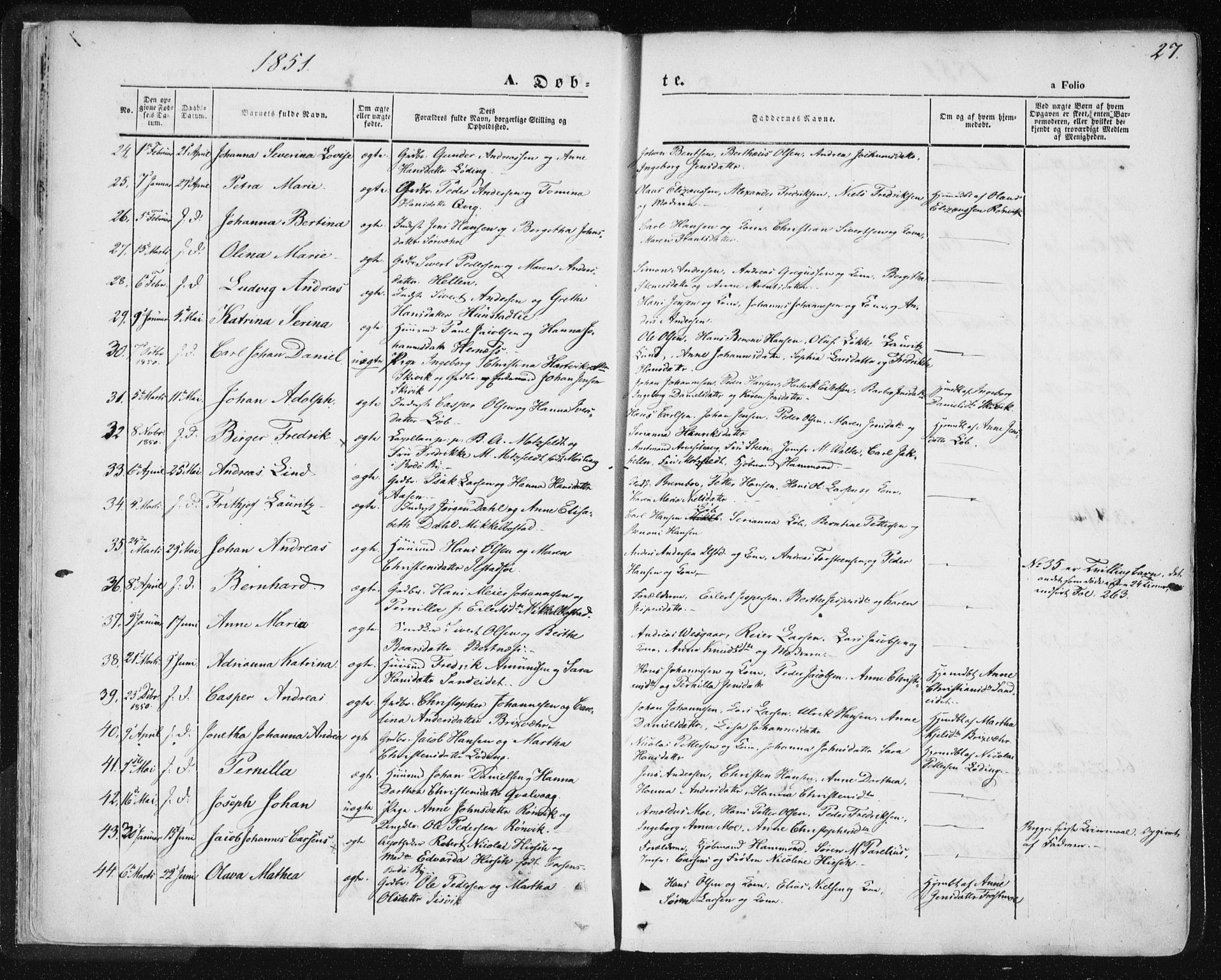 Ministerialprotokoller, klokkerbøker og fødselsregistre - Nordland, SAT/A-1459/801/L0007: Parish register (official) no. 801A07, 1845-1863, p. 27