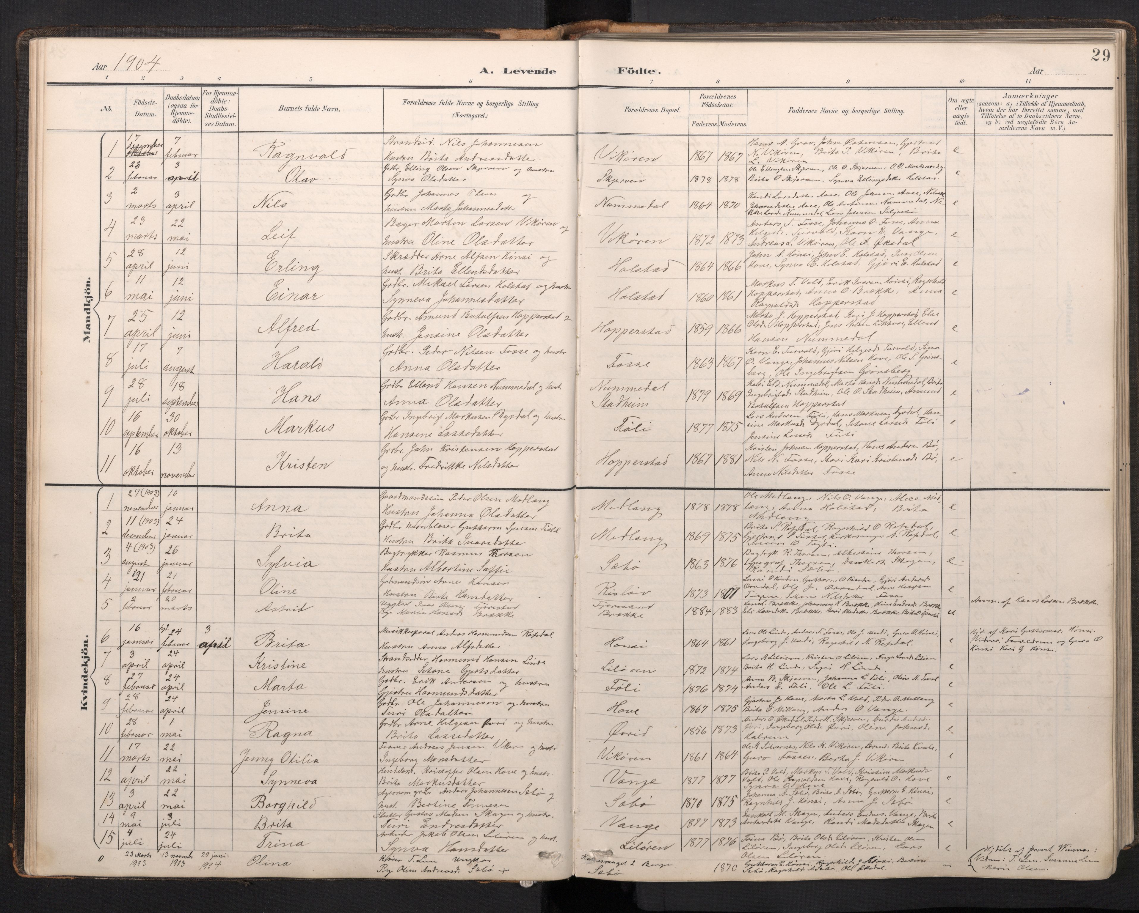 Vik sokneprestembete, AV/SAB-A-81501/H/Hab/Haba/L0004: Parish register (copy) no. A 4, 1895-1914, p. 28b-29a