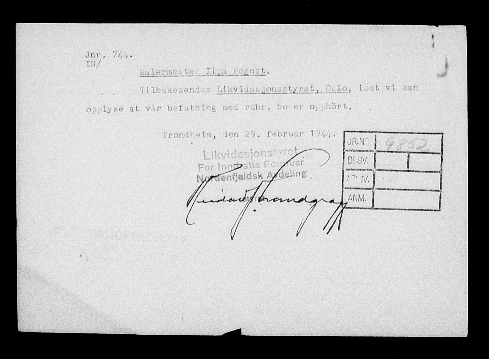 Justisdepartementet, Tilbakeføringskontoret for inndratte formuer, AV/RA-S-1564/H/Hc/Hcc/L0970: --, 1945-1947, p. 233