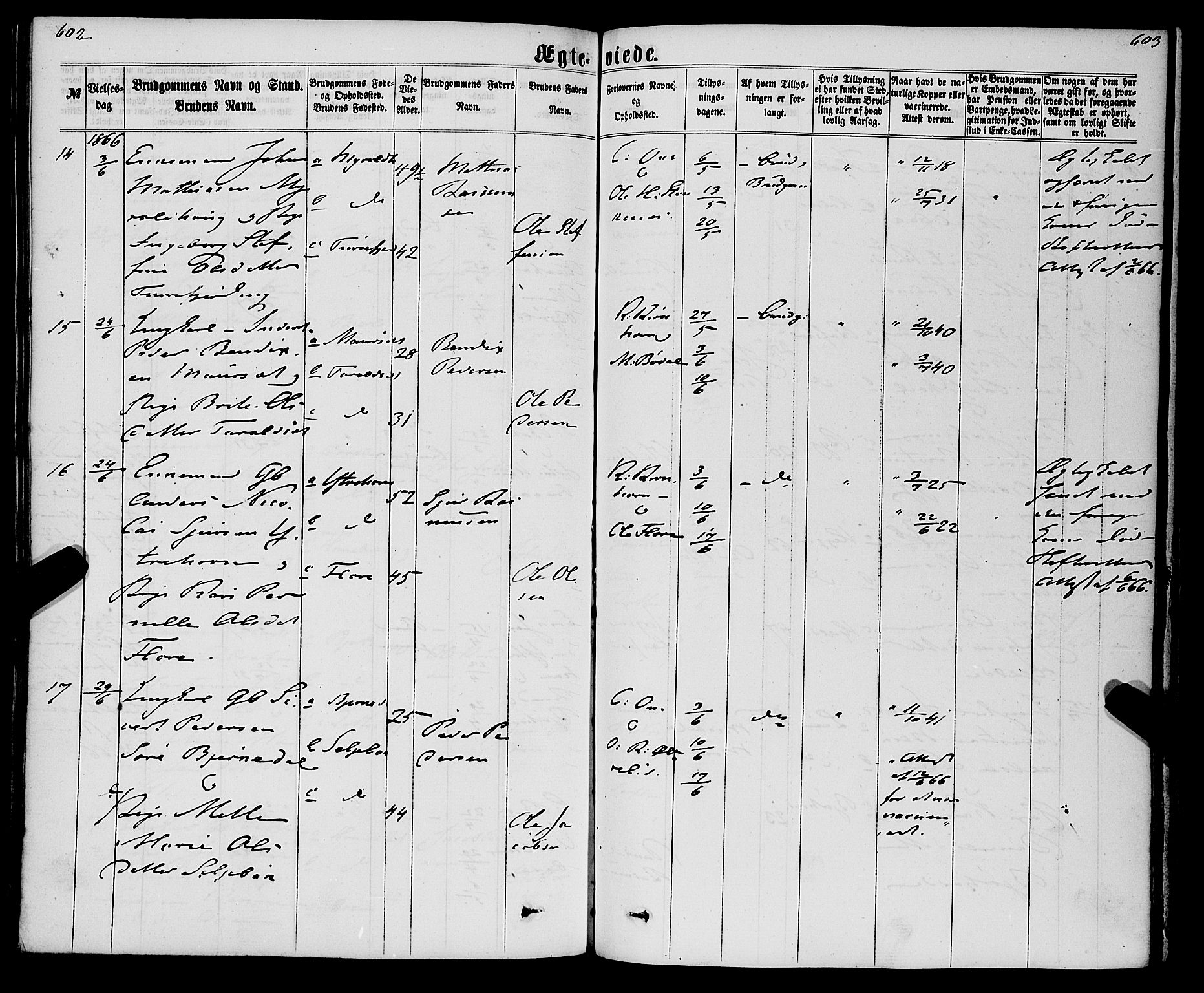 Eid sokneprestembete, AV/SAB-A-82301/H/Haa/Haaa/L0009: Parish register (official) no. A 9, 1861-1868, p. 602-603